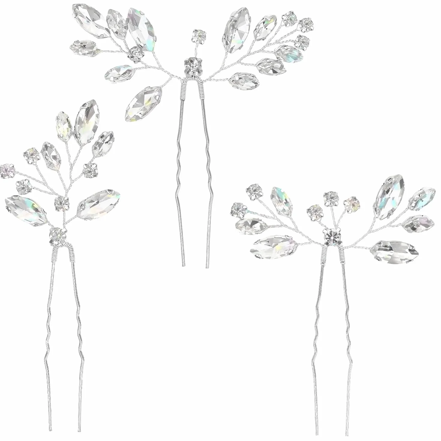 Accesorios para el cabello de boda, horquillas de novia con cristales y diamantes de imitación (plata)