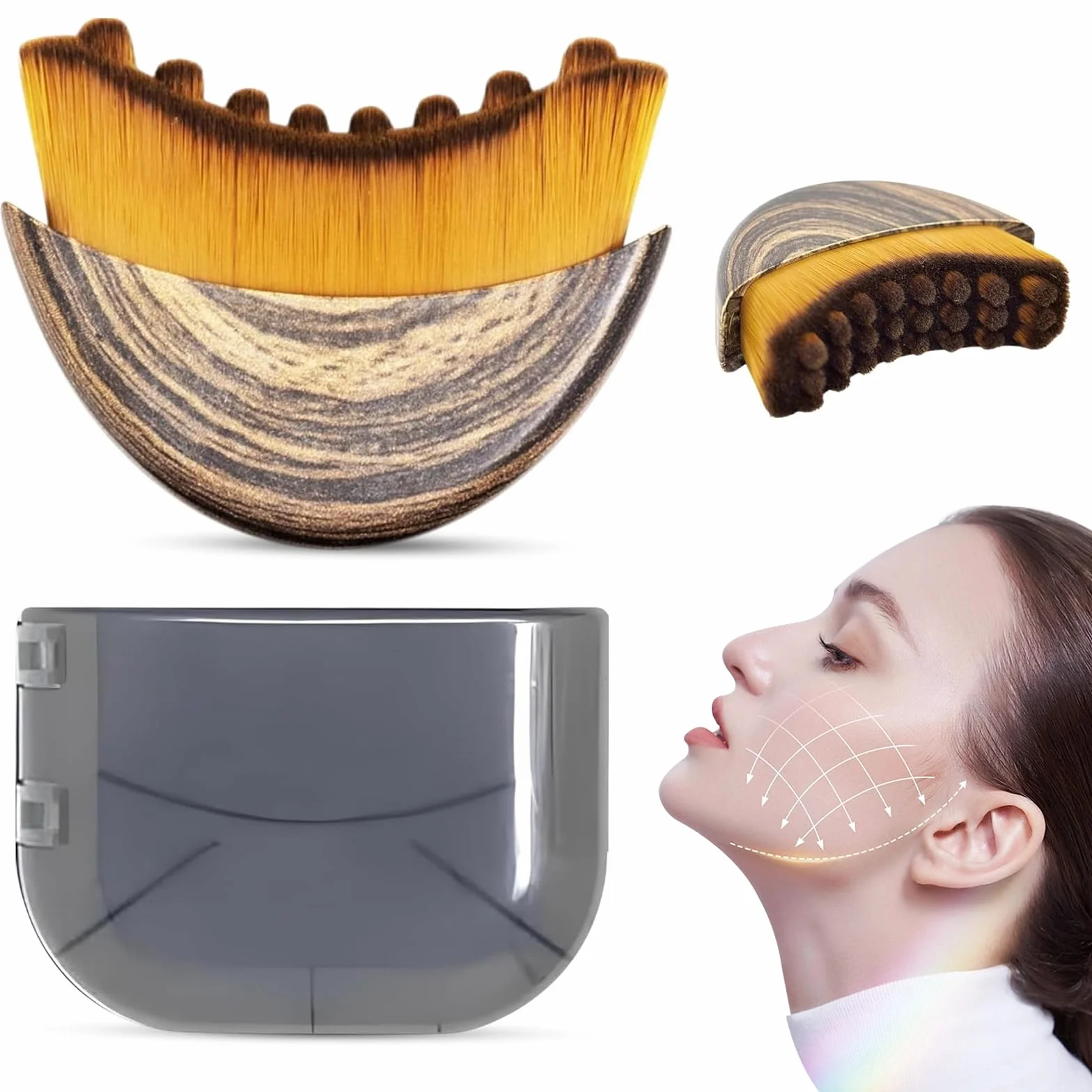 Cepillo Facial de Linfa Drenaje Linfático Masajeador para Cuidado Facial y Mentón (Marrón)