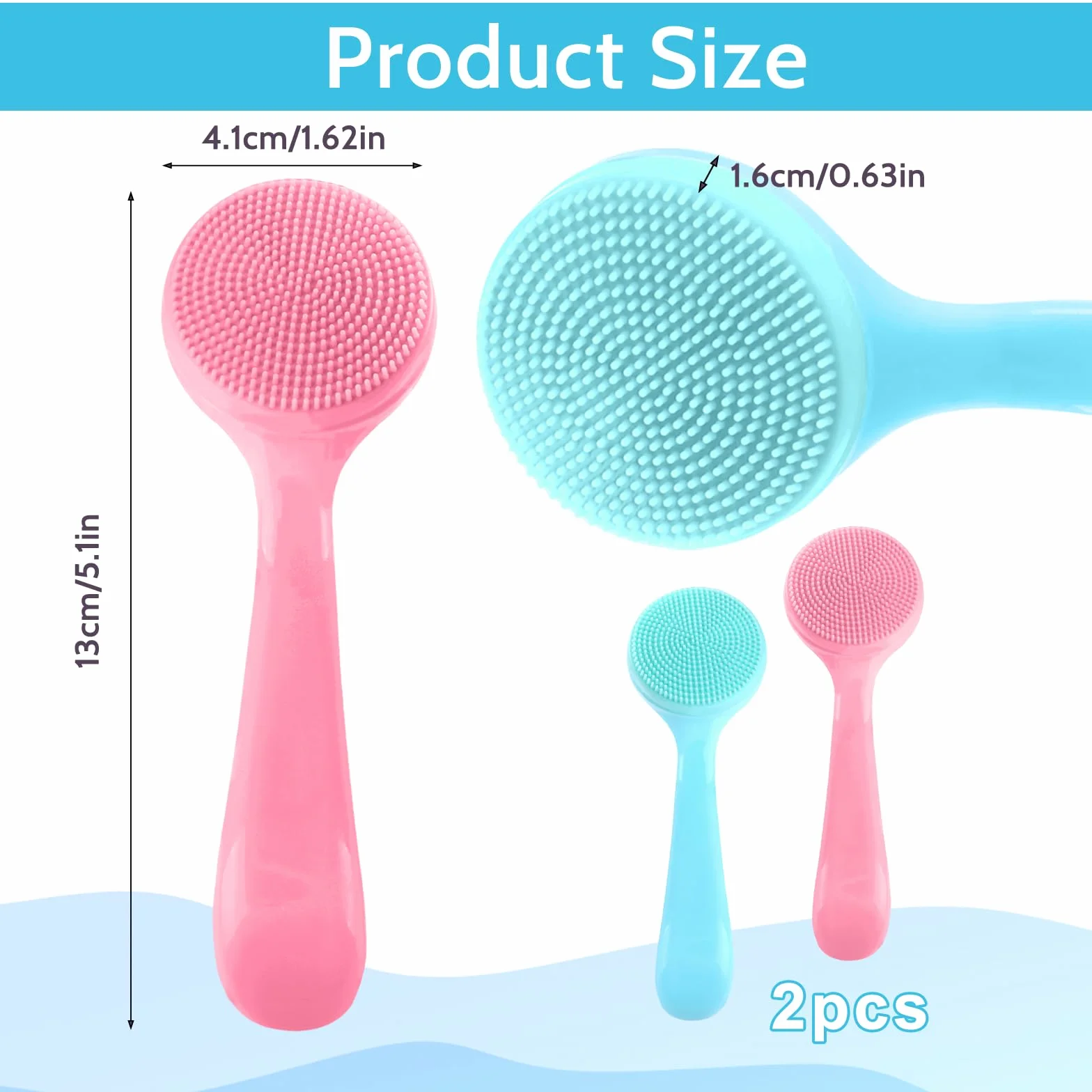 Paquete De 2 Cepillos Limpieza Facial Manual Silicona Limpiador Exfoliante Para Todo Tipo Piel