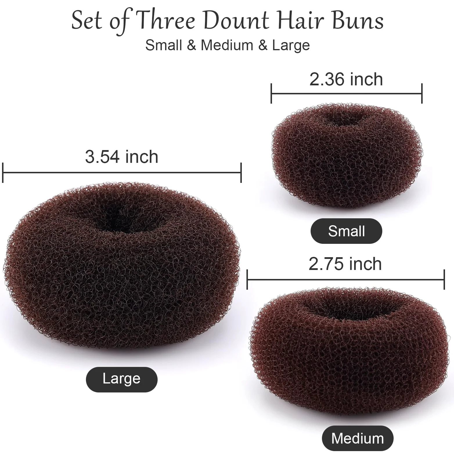 HOFASON 24 anillos grandes para moño de pelo para estilo ballet, moldeadores de donas para mujeres y niñas, pelo largo y grueso (tamaño L/3.54 pulgadas, marrón)