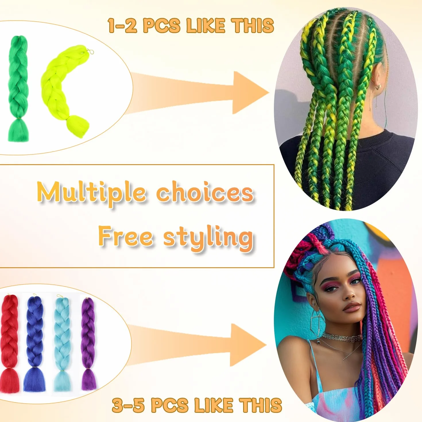 Pelo Para Trenzas Africanas 24" Jumbo Extensiones 60cm Sintetico 1 Paquete Morado Oscuro