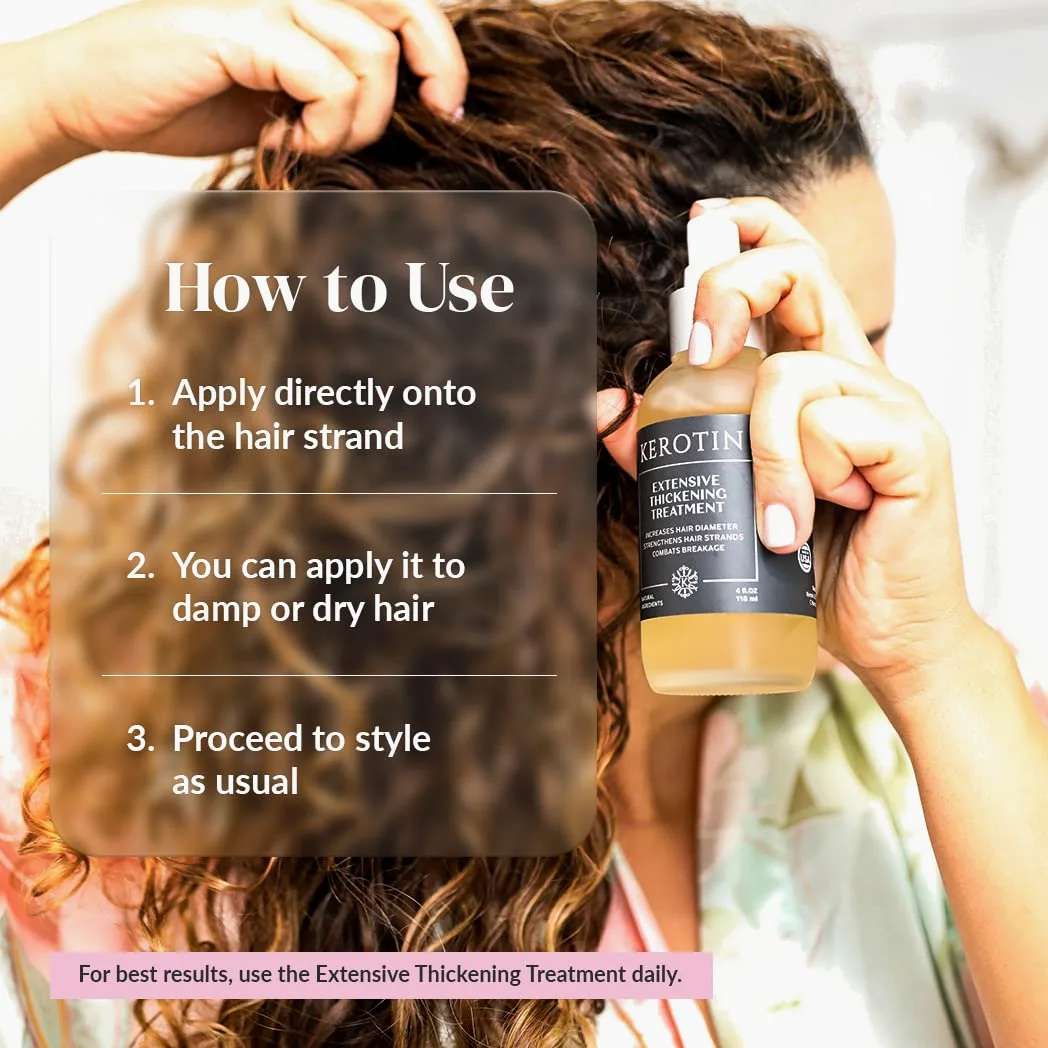 Tratamiento de querotina para cabello fino y fino – Spray para engrosamiento del cabello I refuerzo del diámetro del cabello y protección contra el calor. Totalmente natural, crueldad y alcohol