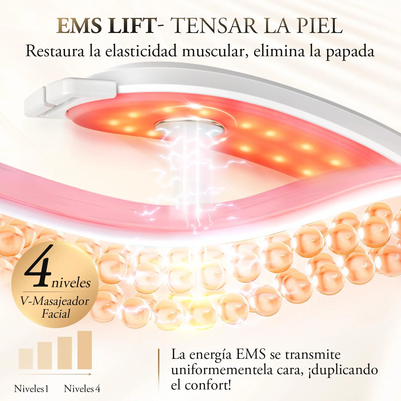 ANLAN Papada Lifting V-Face EMS Masajeador Facial Shapping Caliente Lifting Reafirmante Fototerapia Roja Azul 6 Modos Tipo-C Blanca