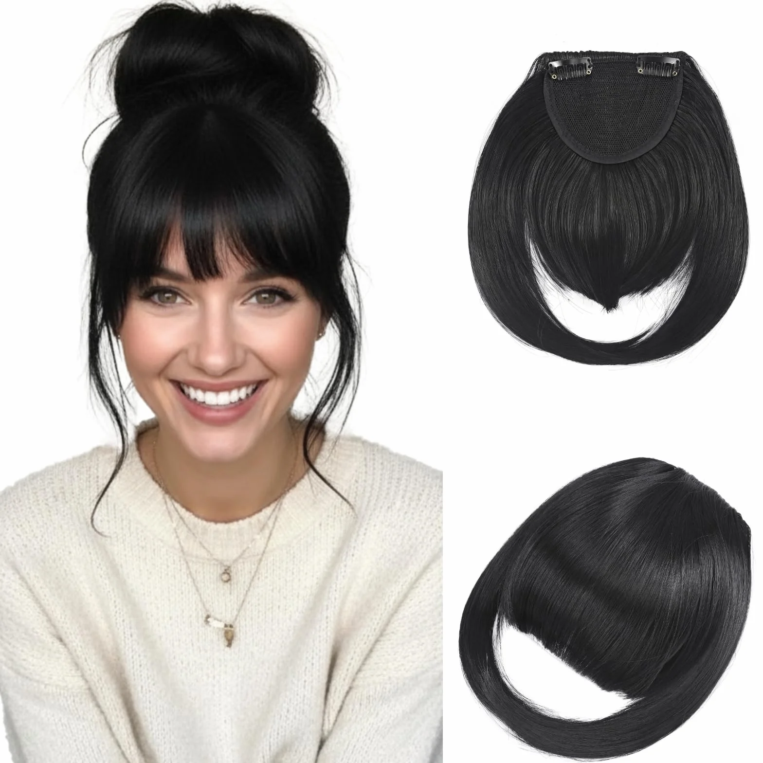 Benehair Flequillo Postizo Pelo Natural Clip Invisible 30g Negro