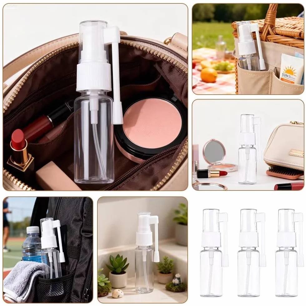 Botellas pulverizadoras de plástico rellenables 20 ml con tapa giratoria 360° atomizador de niebla fina