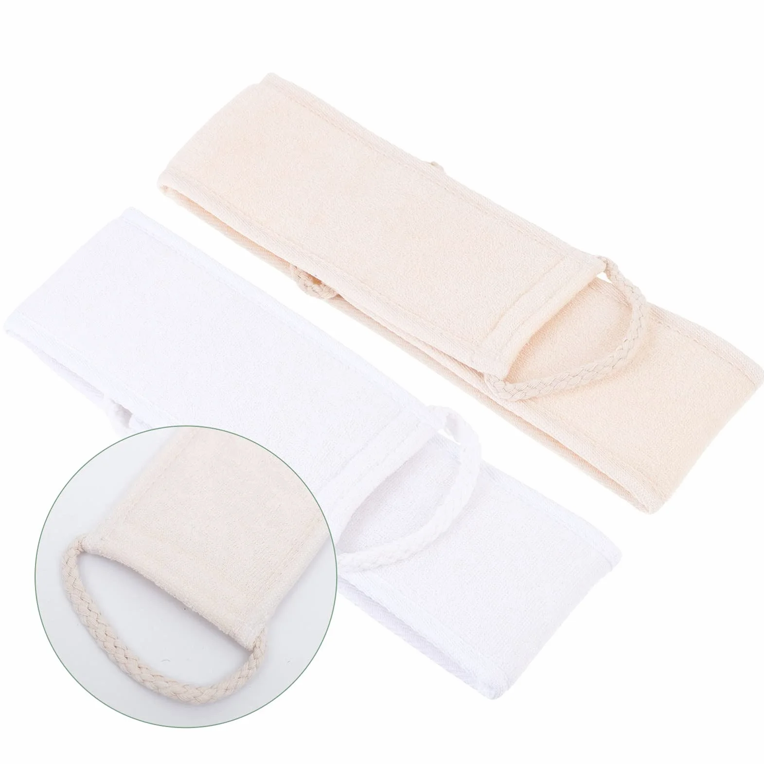 CJBHSD Esponja de Esponja Vegetal Larga para baño, 2 uds, cinturón depurador de Espalda para Ducha, Correa Exfoliante de baño de Doble Cara para Mujeres y Hombres, Suministros de baño