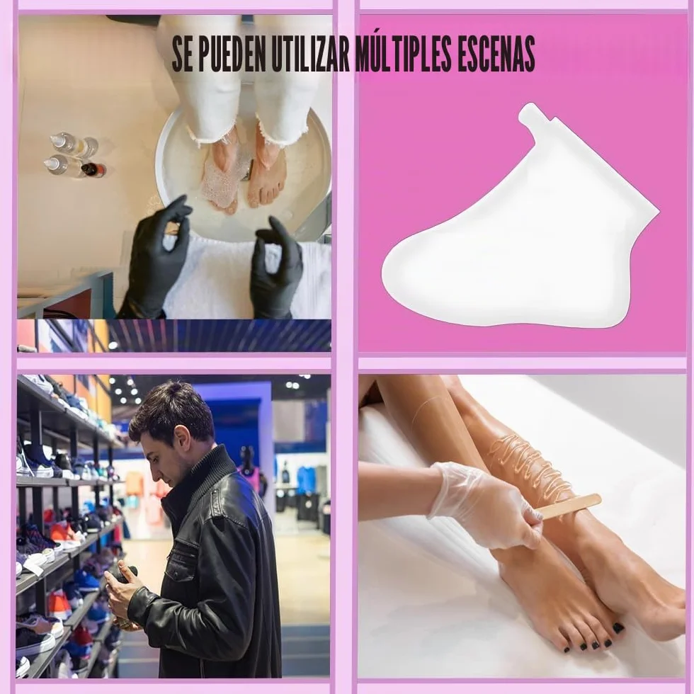 Calcetines de Baño de Parafina 100 Piezas, Bolsas de Pedicura Plástico Transparente para SPA Cuidado de Pies