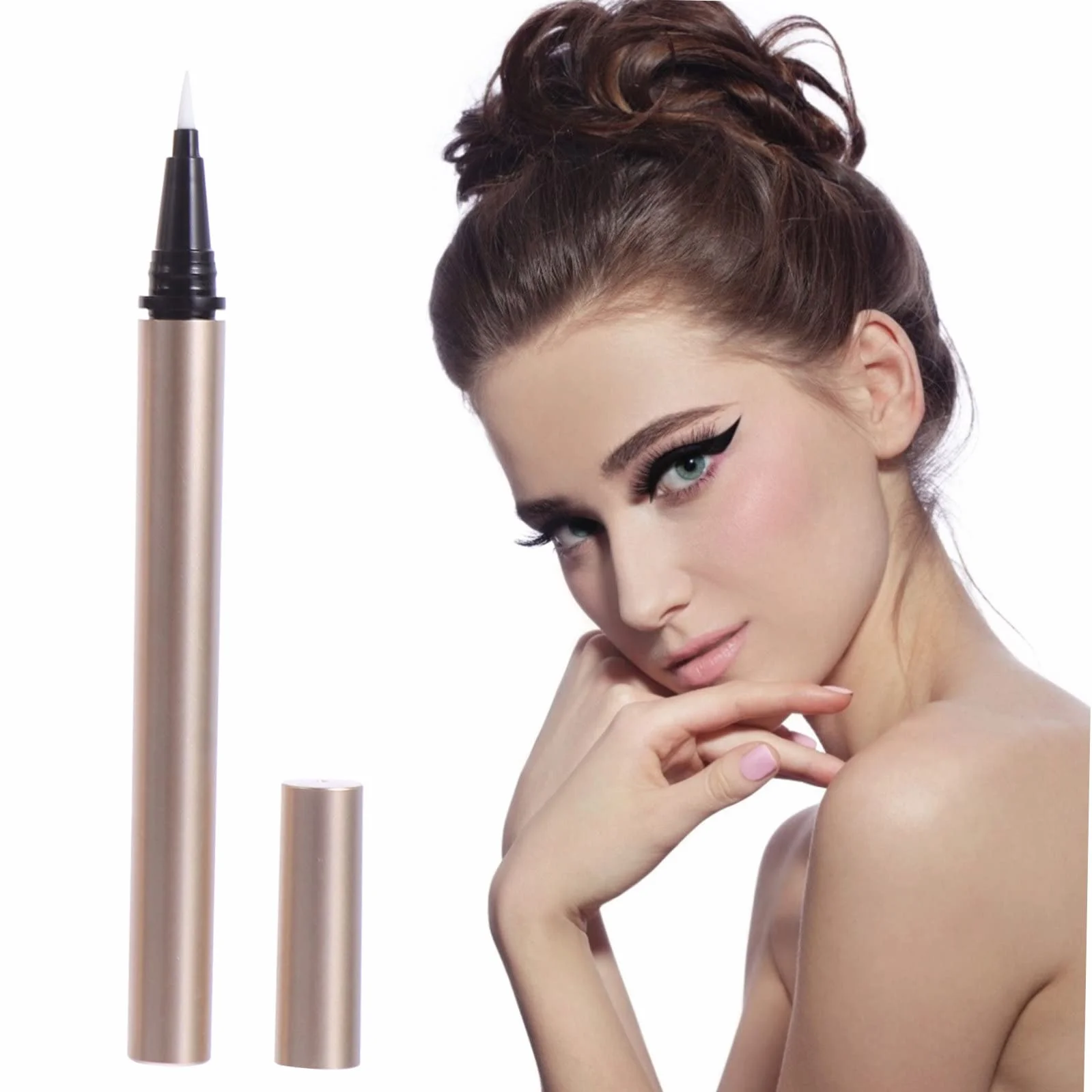 Tubo de Delineador de Ojos Vacío Dorado de 1ml, Paquete de 5 Piezas, Plástico Portátil para Almacenar Esmalte y Uso en Mayoristas y Minoristas de Cosméticos