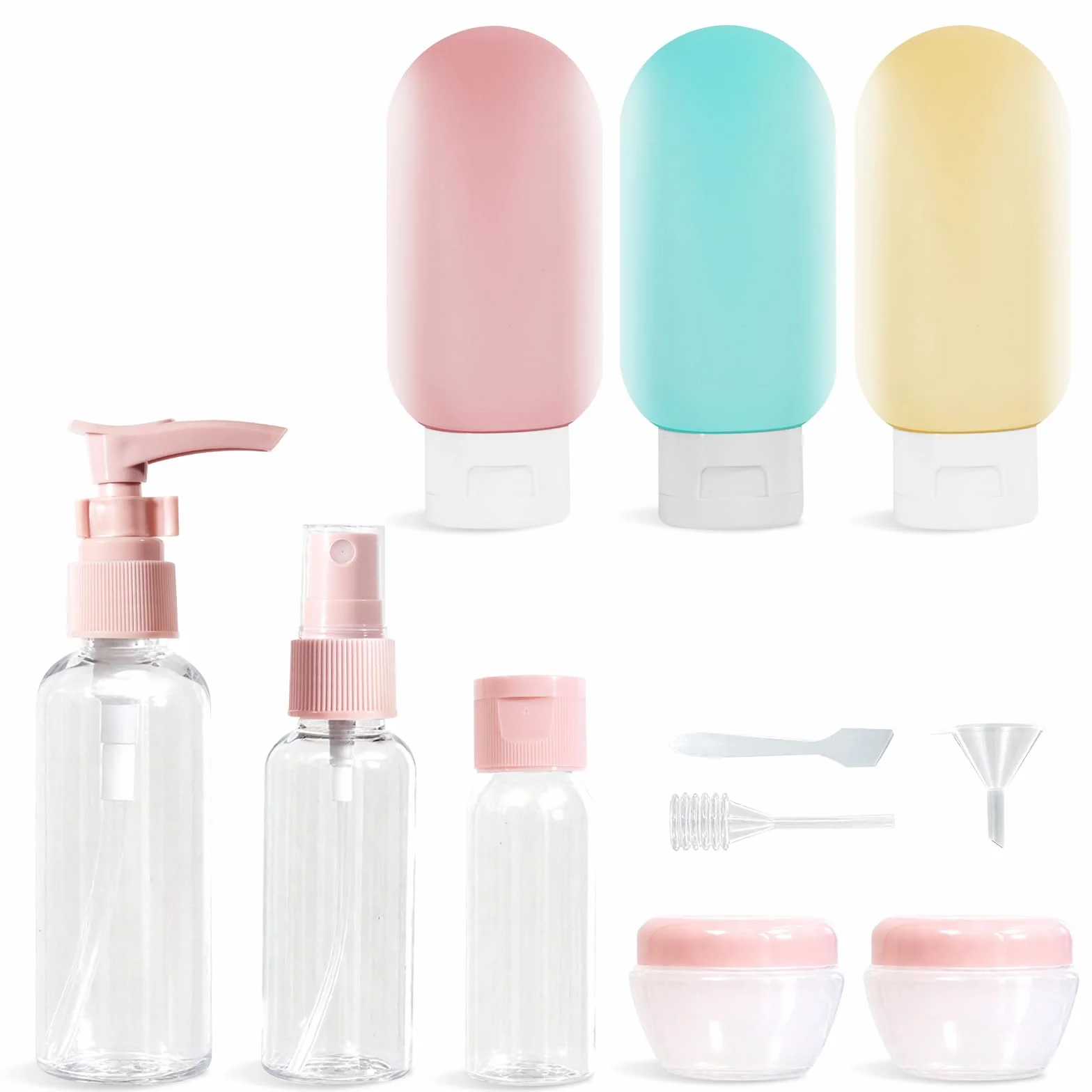 11 Pack Botellas de Viaje Silicona, Kit Viaje, Botes Rellenables para Gel y Champu
