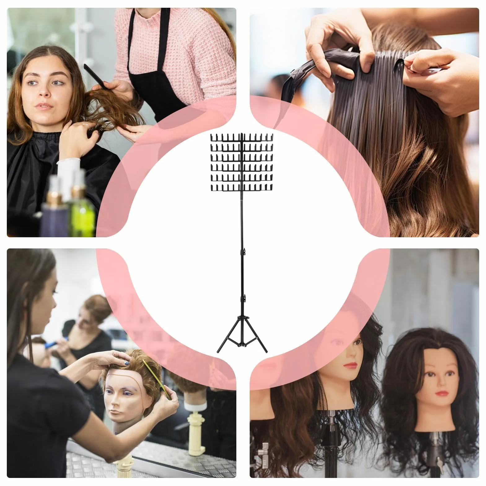 Soporte para extensiones de cabello ajustable 144 pinzas trenzas 2 lados