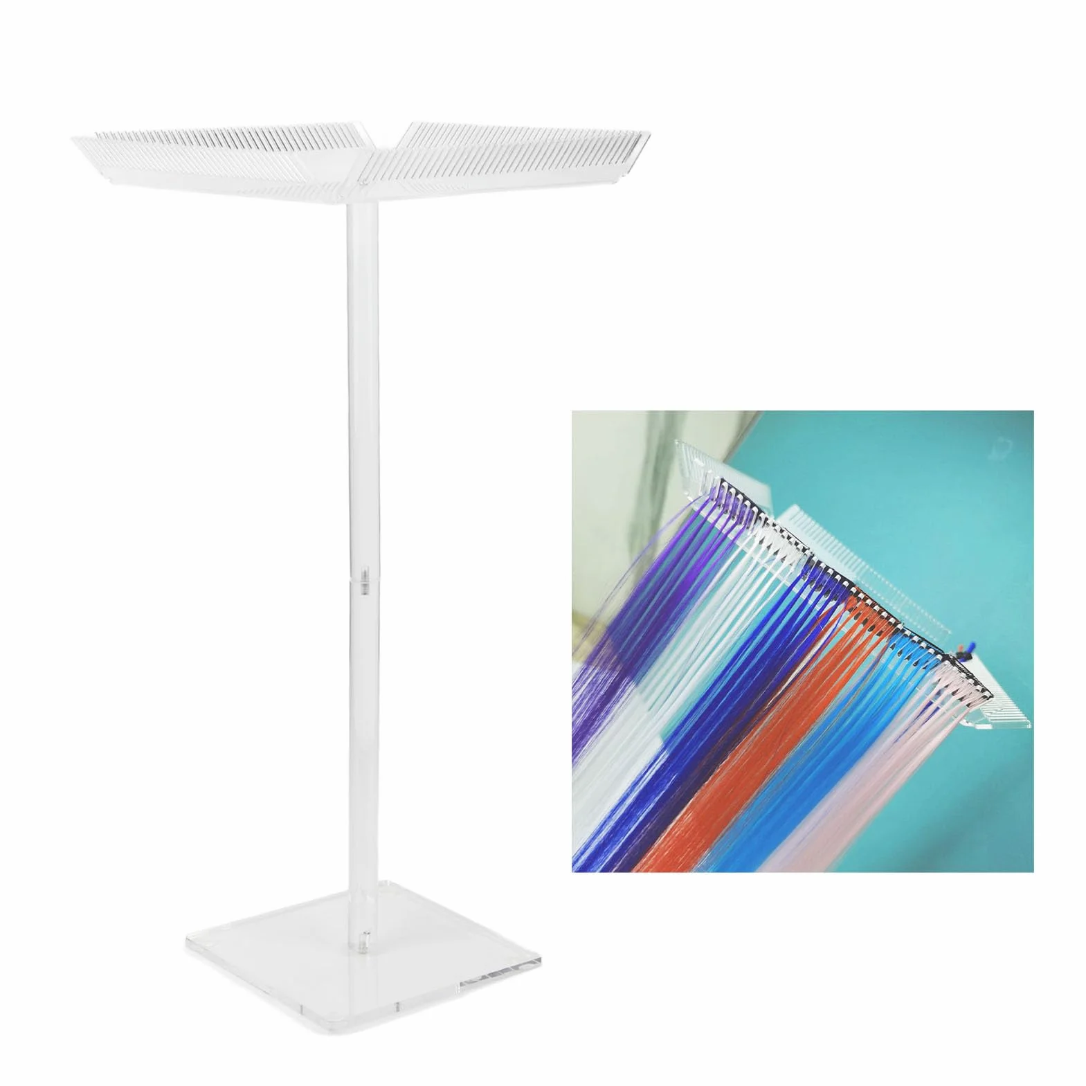Soporte para Extensiones de Cabello Acrílico, Colgador para Pelucas, Estante para Trenzas Transparente