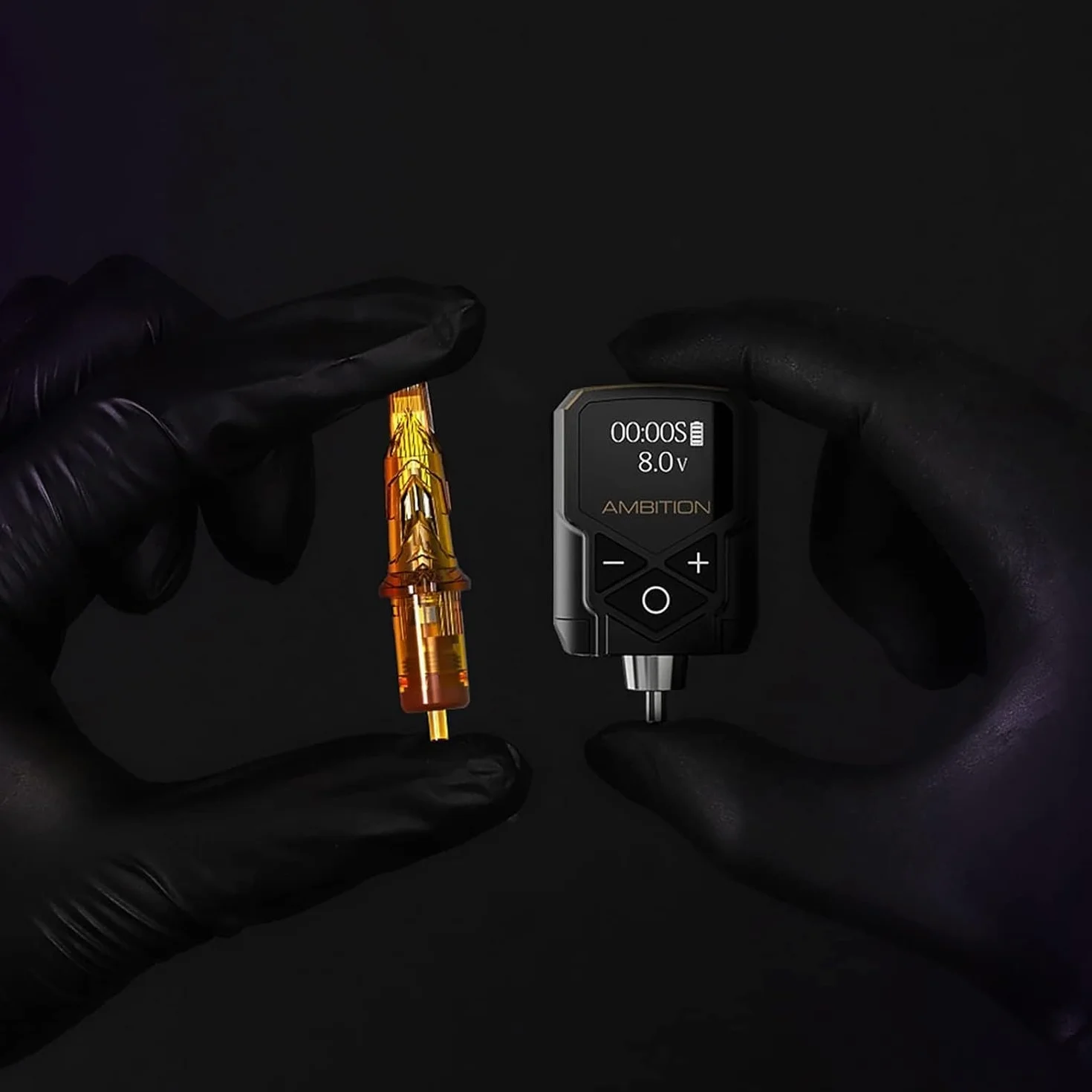 Ambition Kuark Mini Maquina de Tatuar Rotativa Fuente Inalámbrica con Batería 1800mAh, Pantalla LED y RCA Profesionales