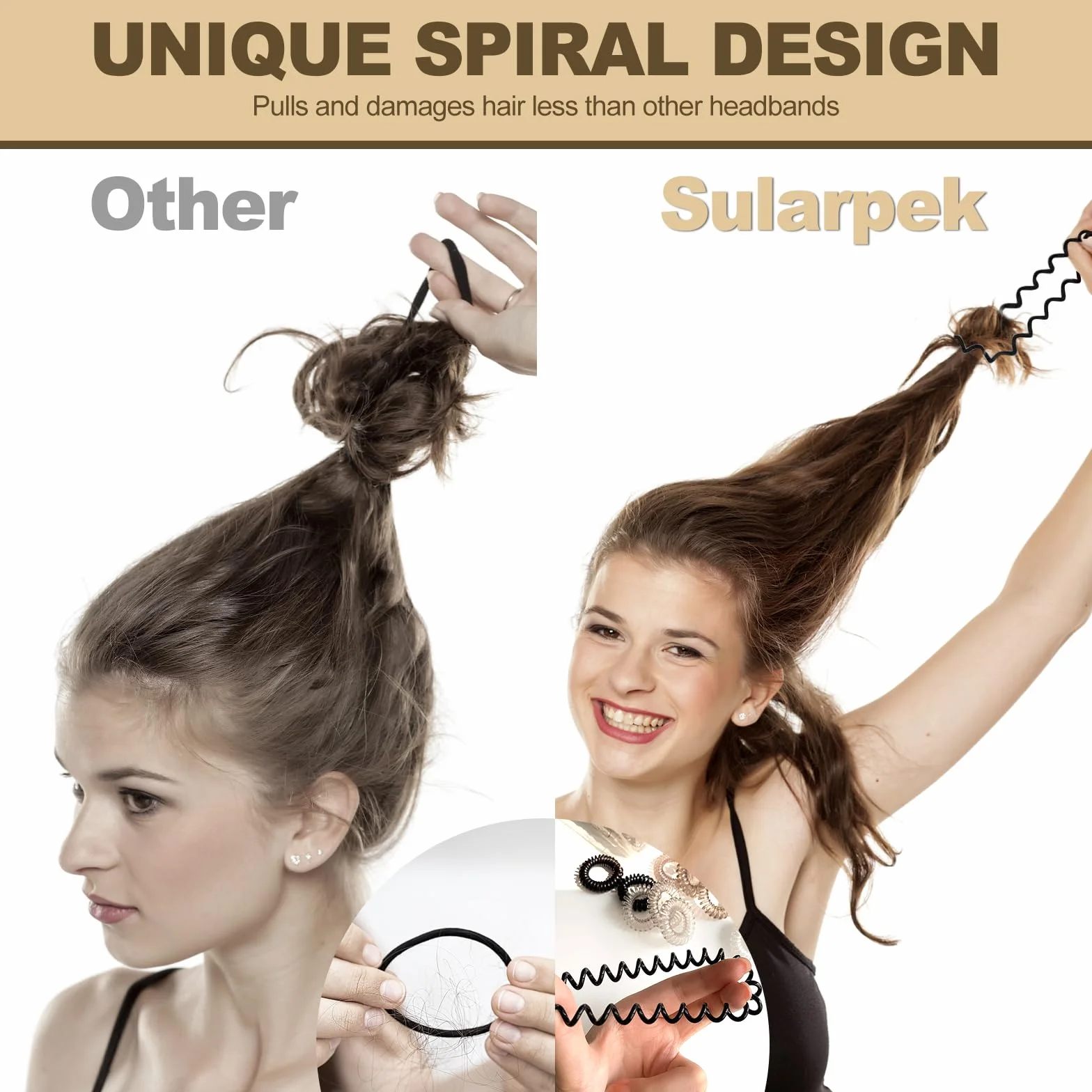 Sularpek 12 Piezas Gomas de Pelo Espiral Resistentes al Agua para Mujer y Niña