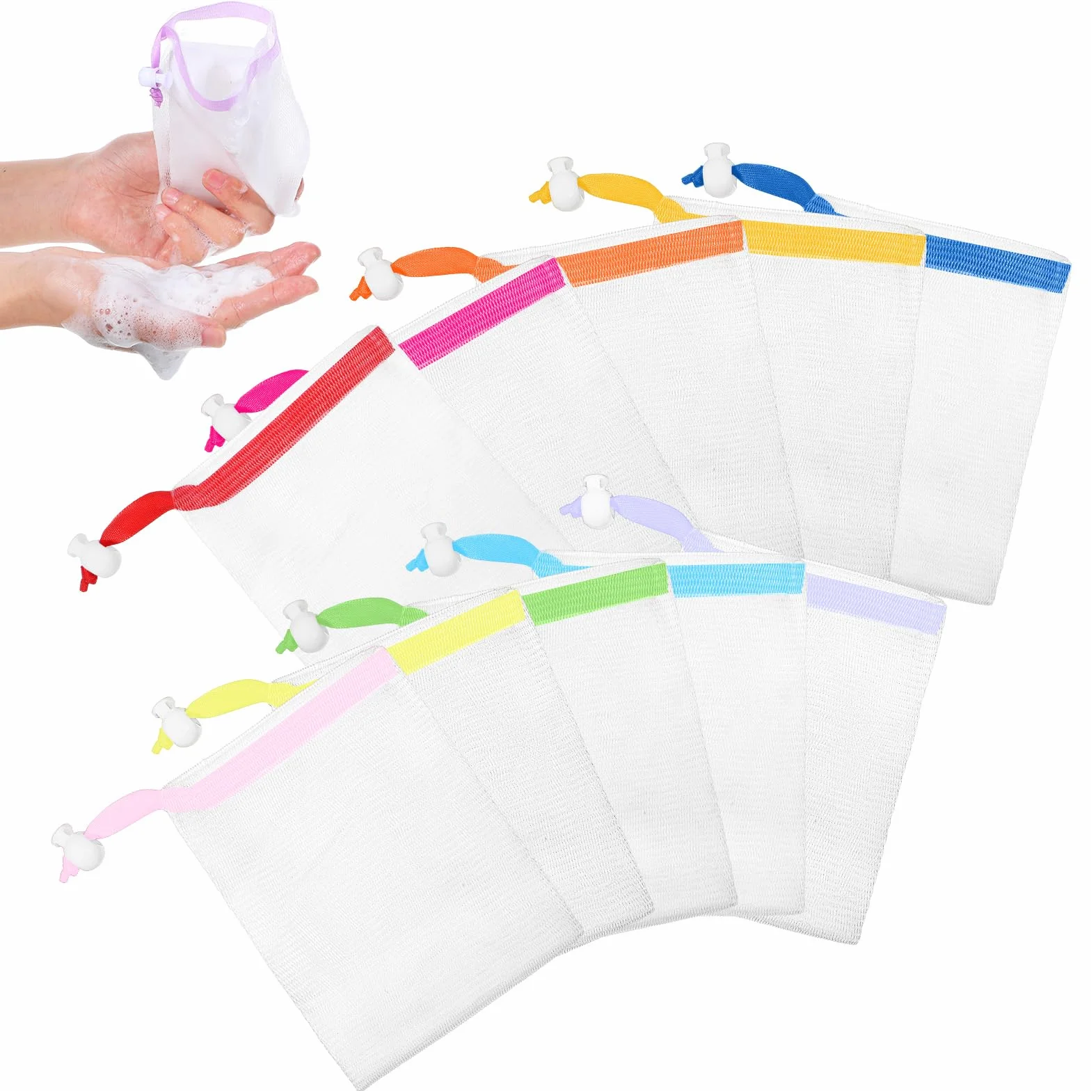 Bolsas de jabón de nailon, red de espuma para jabón sólido, baño y limpieza facial