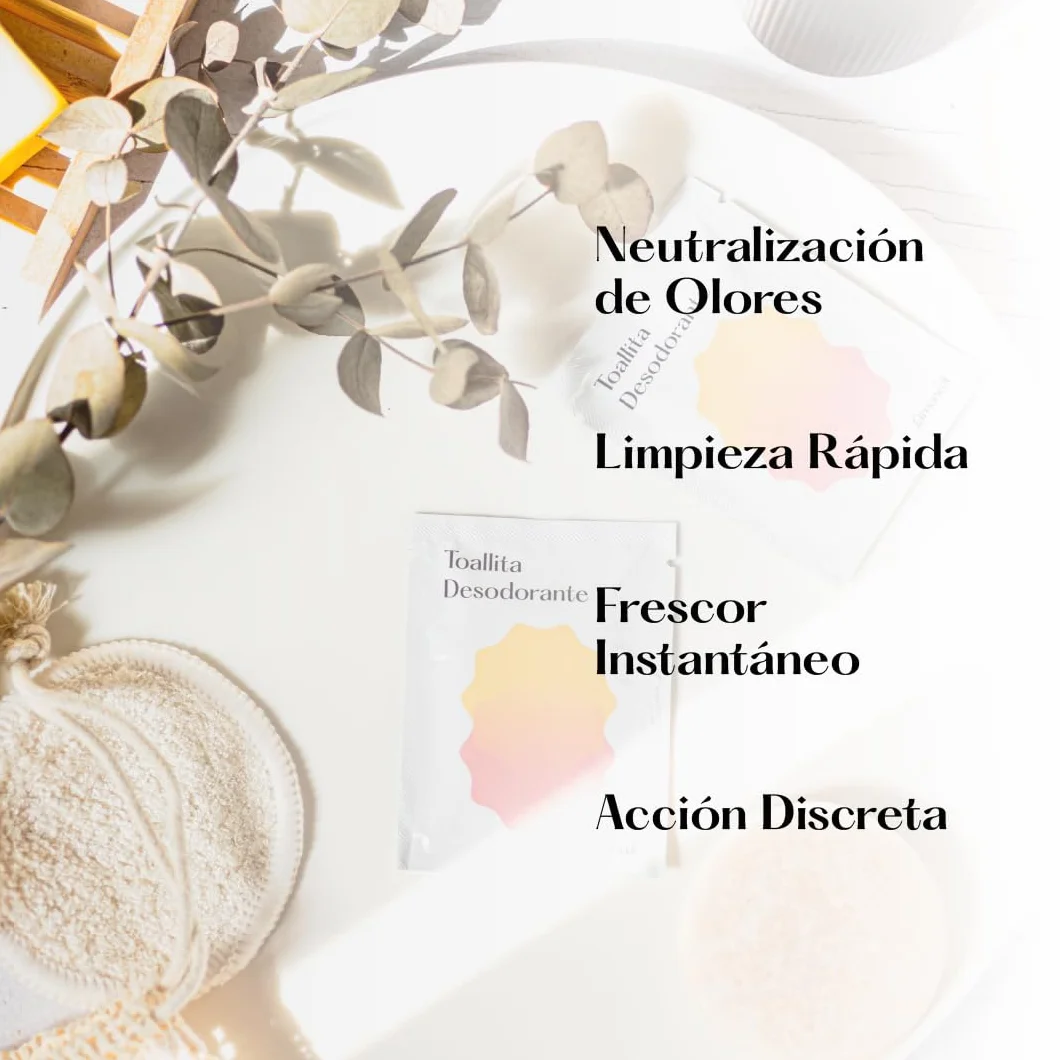 Toallitas Desodorantes Corporales Individuales 10 Unidades, Frescor sin Agua, Tejido Suave Spunlace
