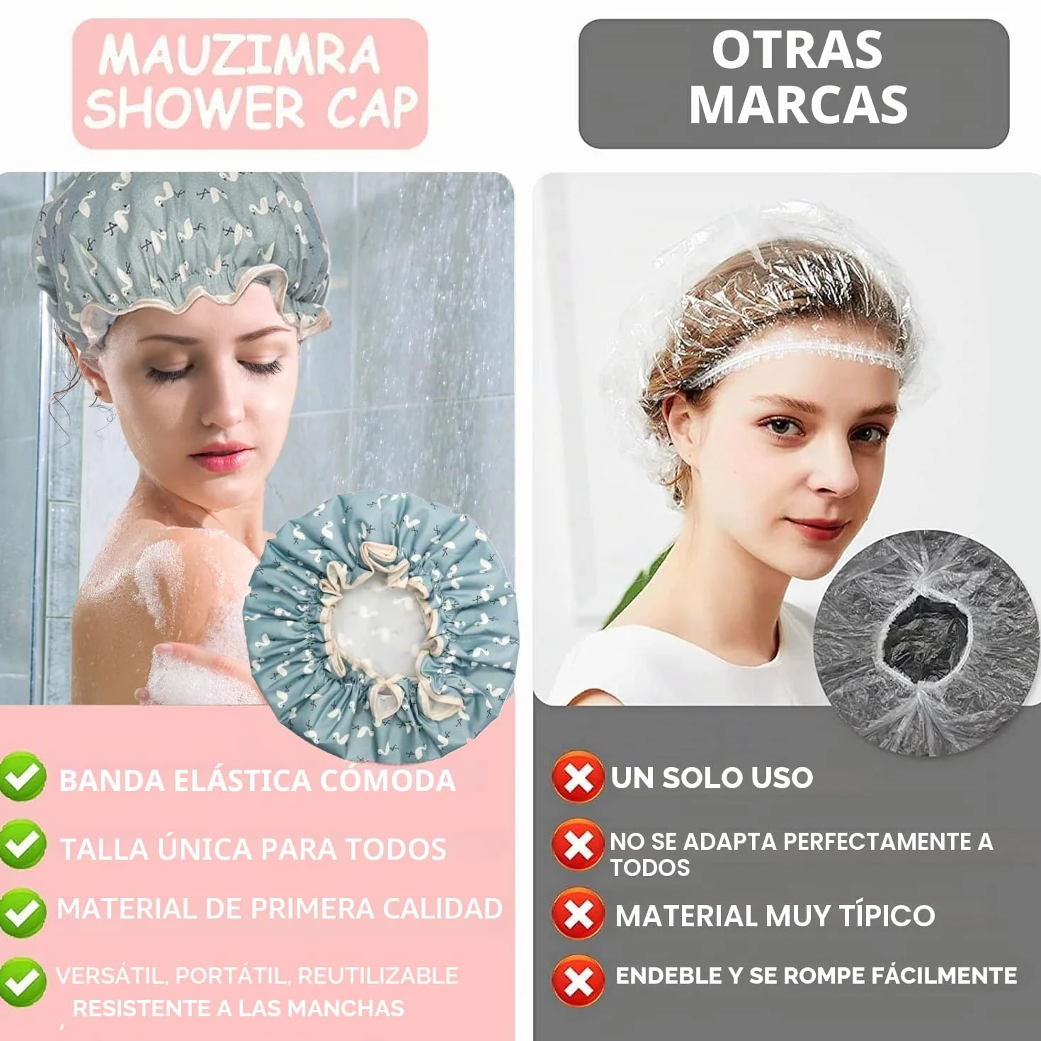 Gorro de ducha reutilizable impermeable doble capa con volantes