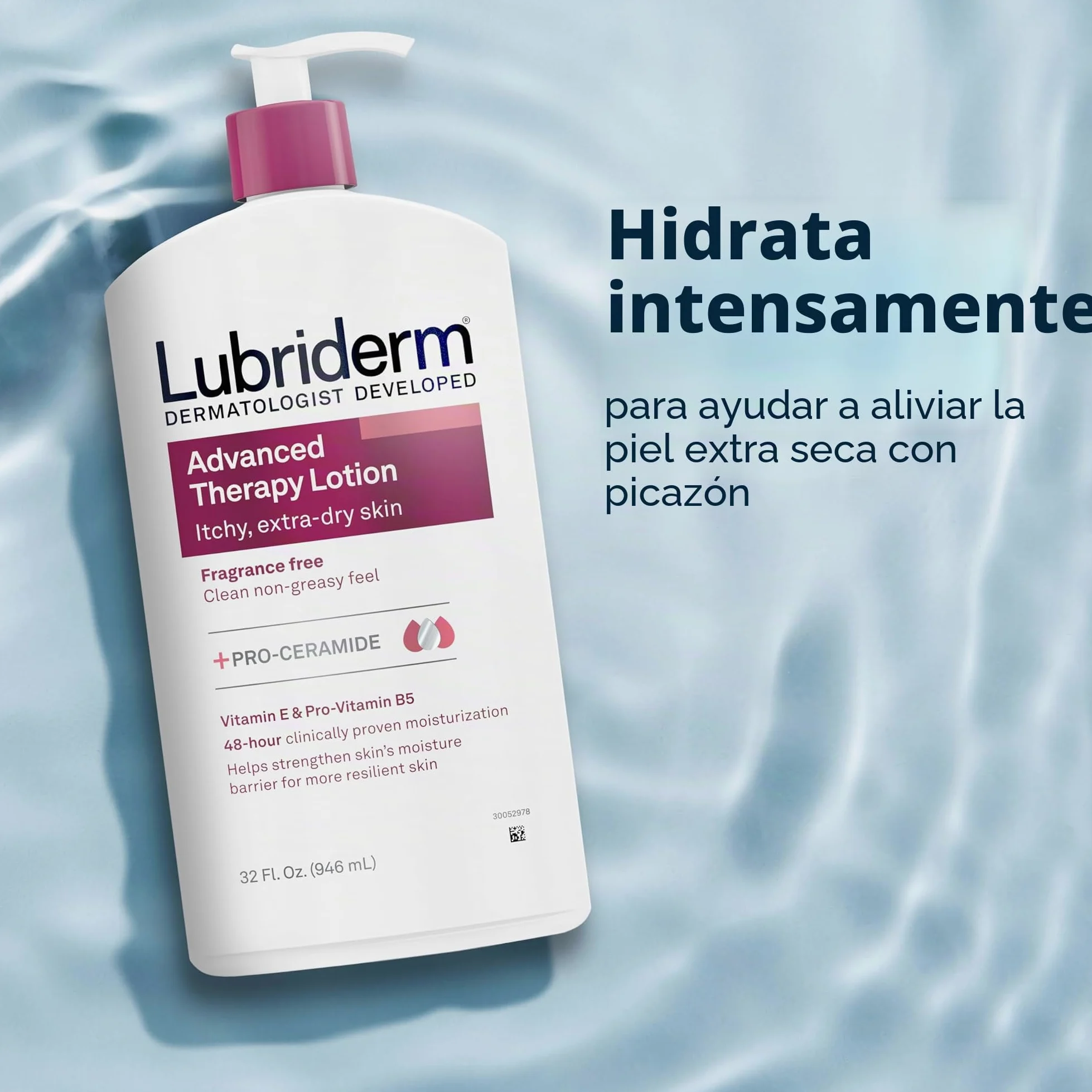Lubriderm Advanced Therapy Loción corporal, loción sin fragancia para piel extremadamente seca, hidratación pro-ceramida para piel sensible, seca y sensible, loción para manos y cuerpo, no grasosa