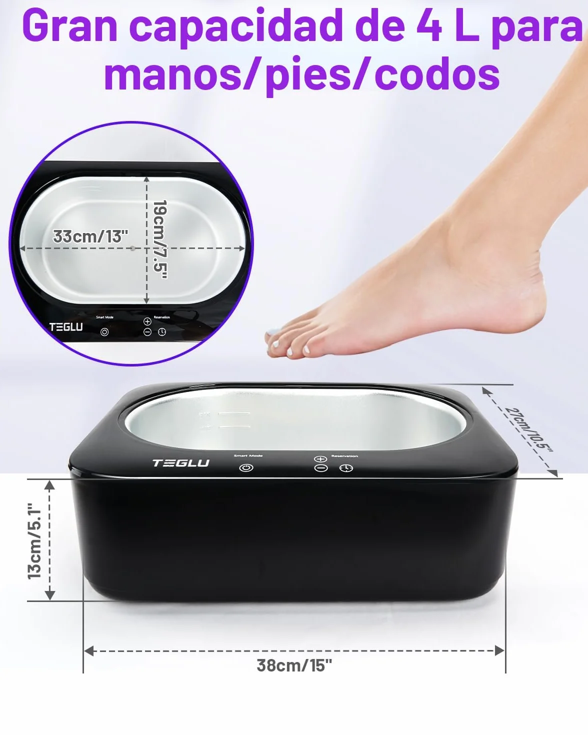 Calentador Parafina 4L, Máquina Parafina Hidratante con 3x 450g, Baño Parafina Negra