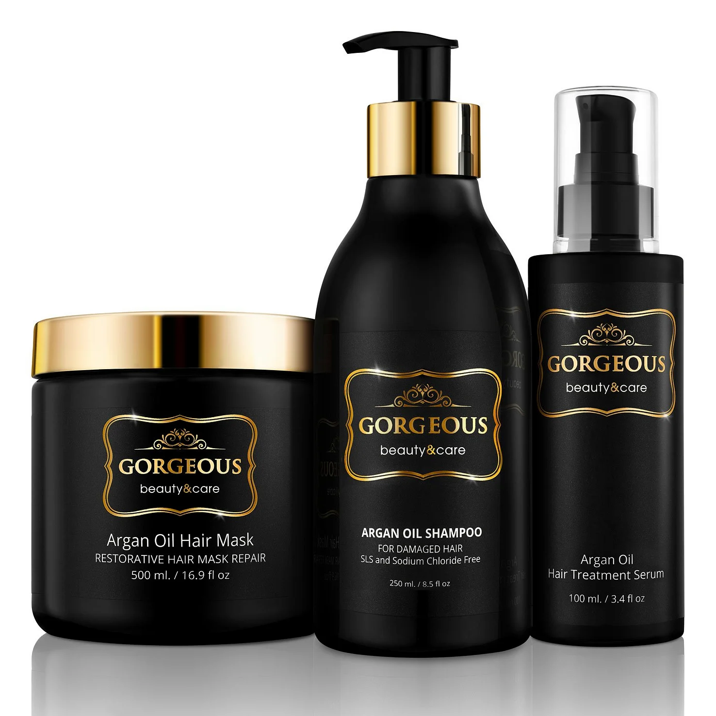 Set de 3 piezas de reparación de cabello con aceite de argán y aceite para proteger el cabello