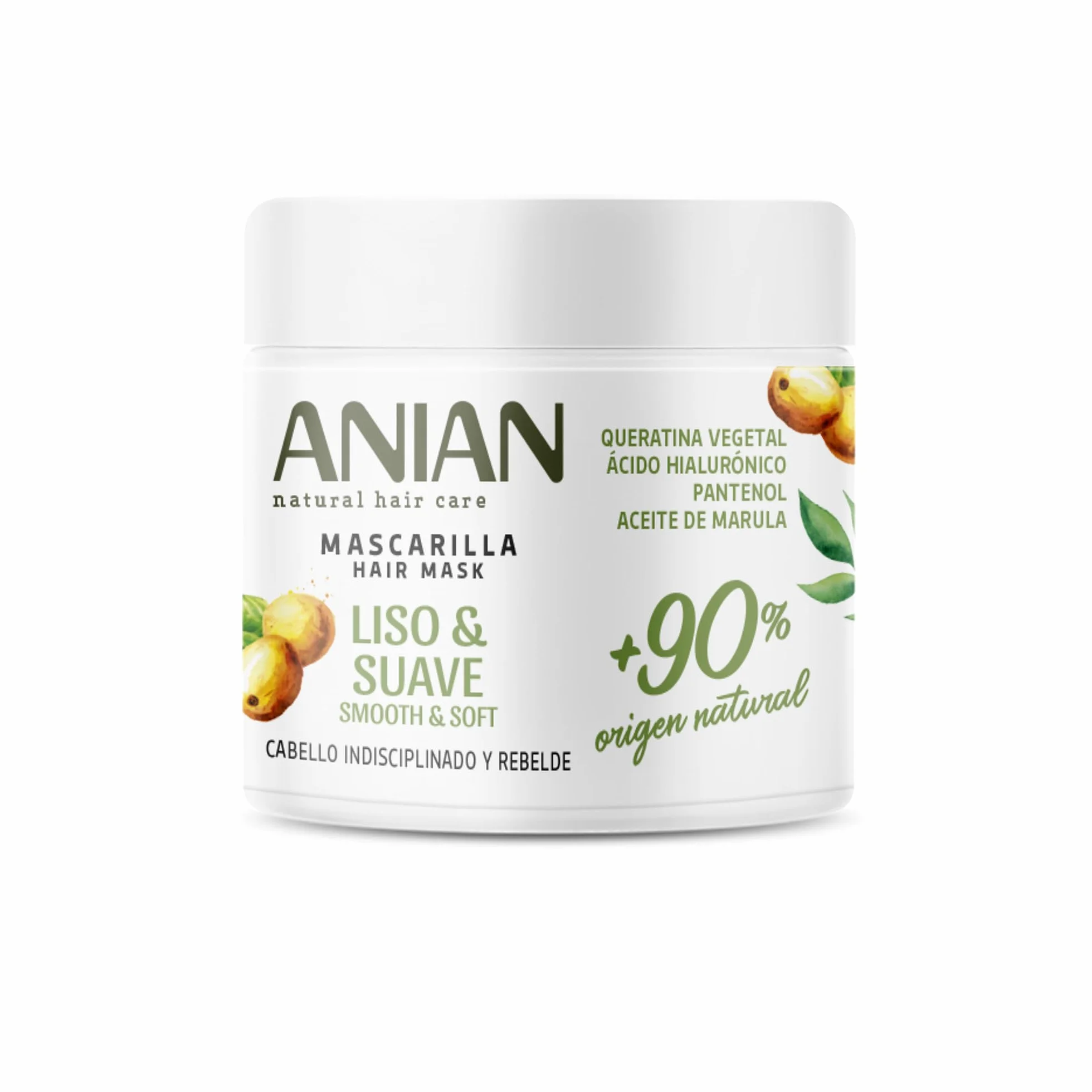 ANIAN Mascarilla Liso y Suave 350 ml para Cabello Indisciplinado con Aceite de Marula Queratina Vegetal