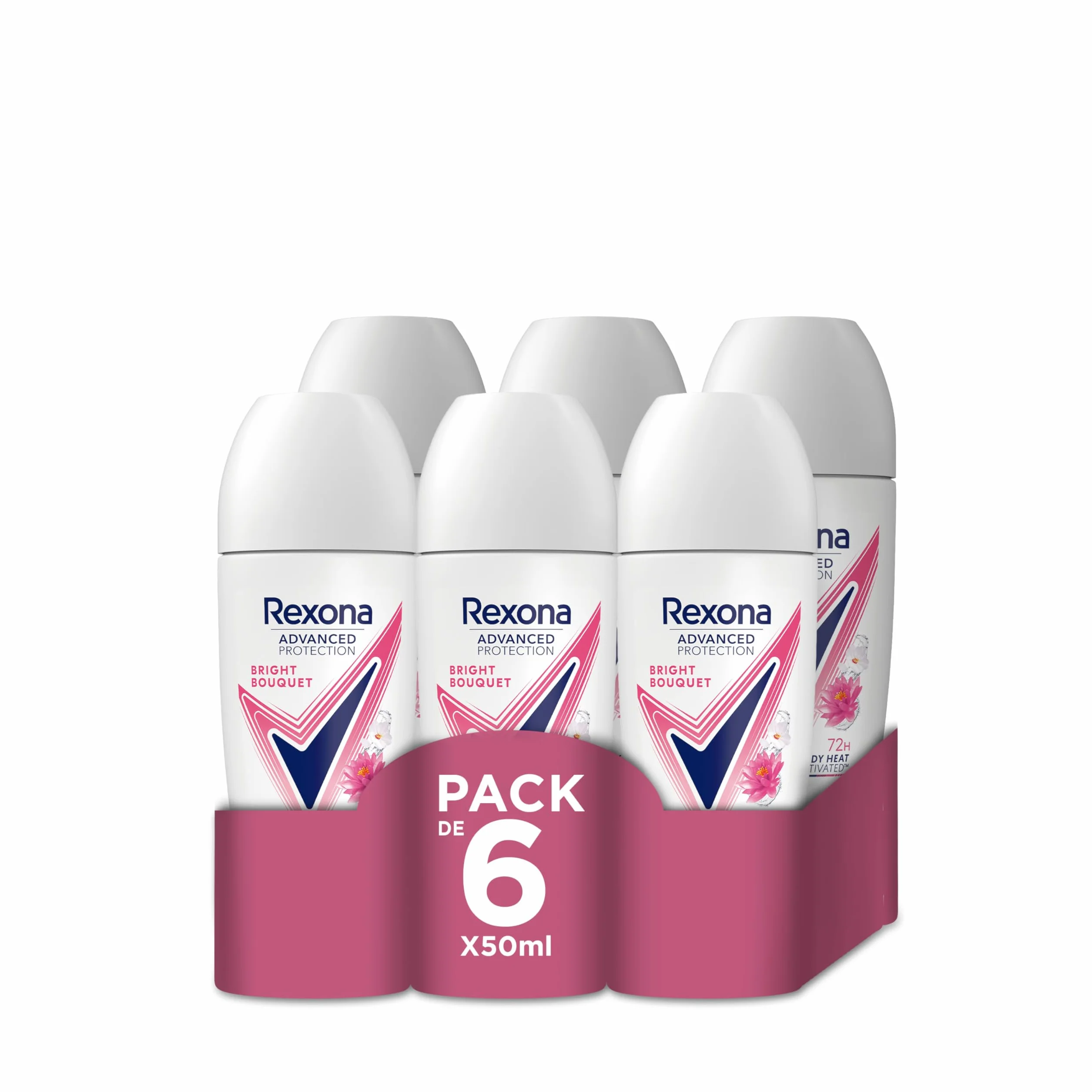 Rexona Advanced Protection Desodorante Roll-On Mujer Bright Bouquet 72h 50 ml Pack 6