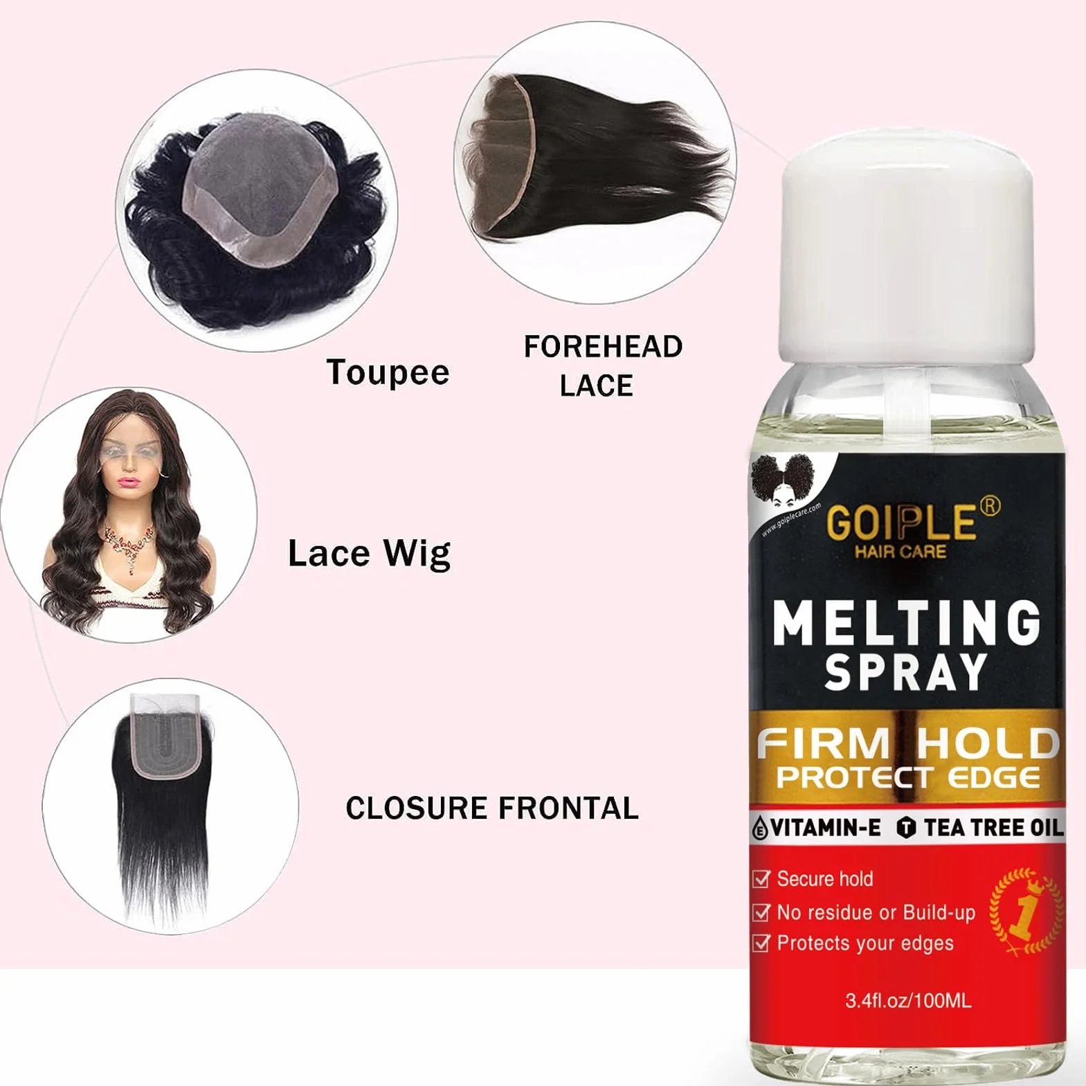Spray adhesivo para pelucas Kit acabado natural sujeción bordes