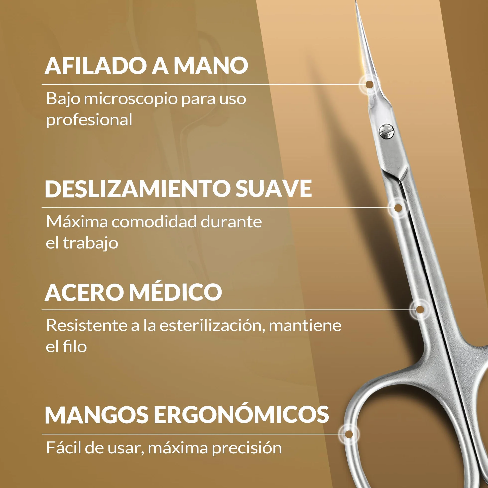 Tijeras Profesionales para Uñas, Tijera Curva Acero Inoxidable para Cutícula, Cejas, Vello Facial