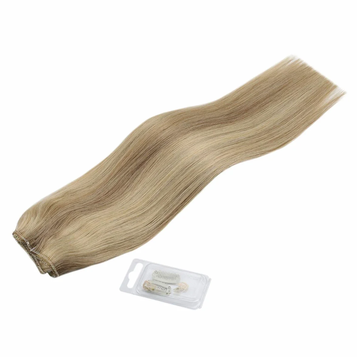 Sunny Invisible Halo Weft Extensiones de Cabello Natural Hilo 20 Pulgadas 100% Cabello Humano Real Extensions 100g Highlight Rubio Dorado con Medio 16/22#