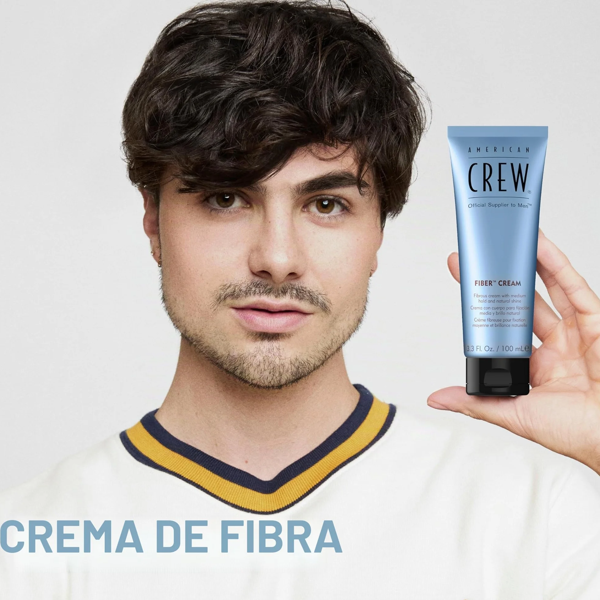 American Crew Fiber Cream Crema de Peinado para Hombre Moldea el Pelo Aporta Textura Cuerpo Flexibilidad Aumenta el Brillo Acabado Natural Fijación Media 100 ml