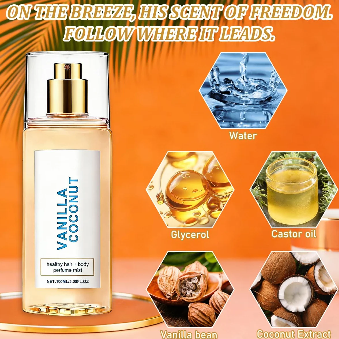 Perfume de vainilla y coco para mujer Spray perfumado larga duración 100 ml