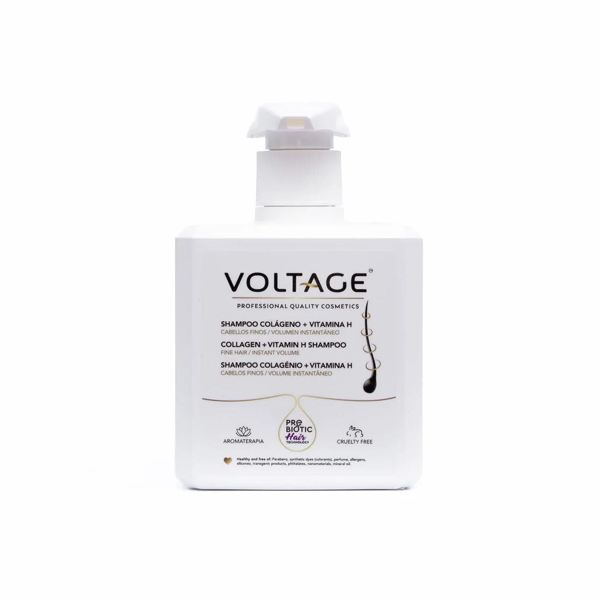 Voltage Cosmetics Champú Colágeno Biotina 500 ml Volumen Antirotura
