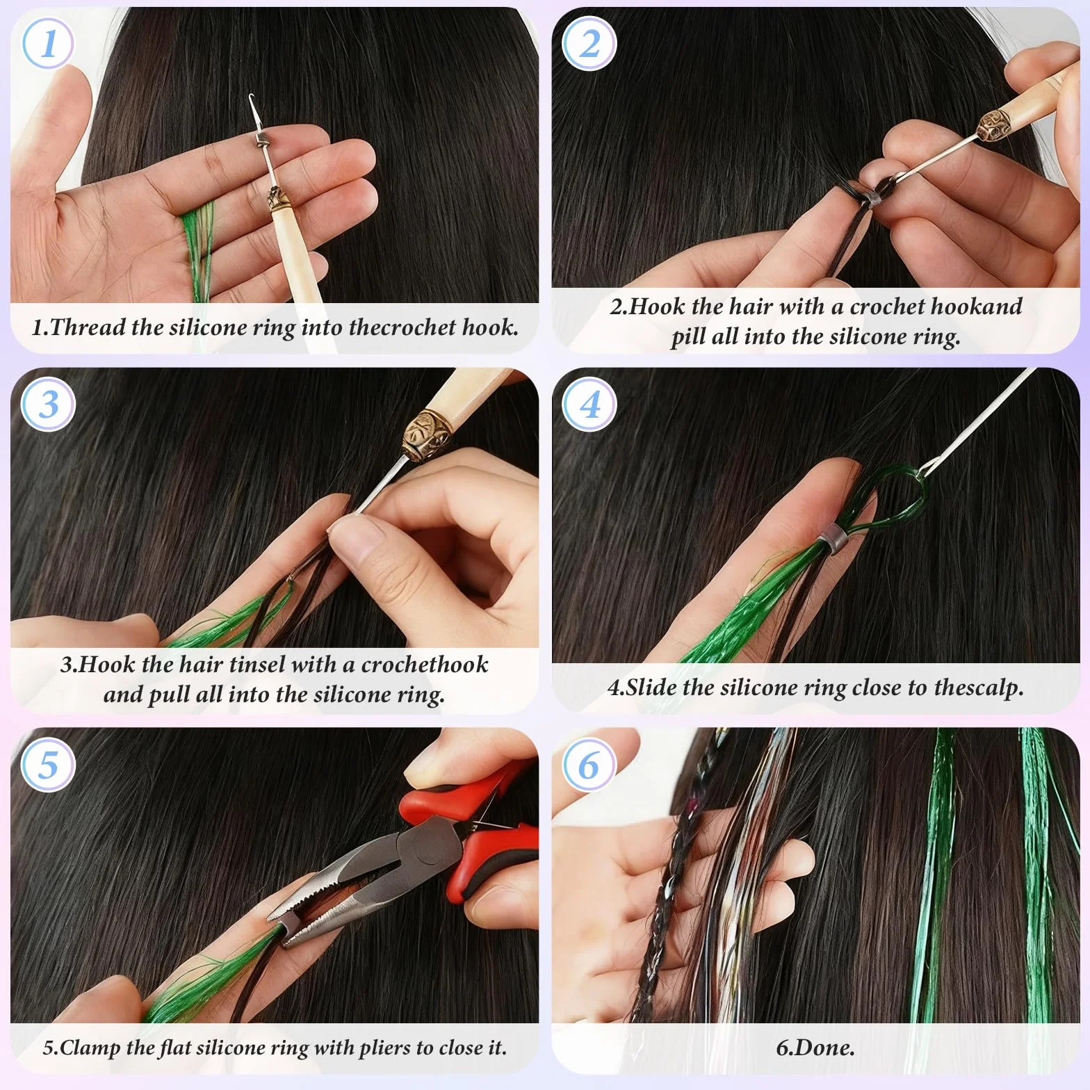 Kit De 16 Colores De Paillettes Extensiones Para Pelo, 3200 Mechas Brillantes