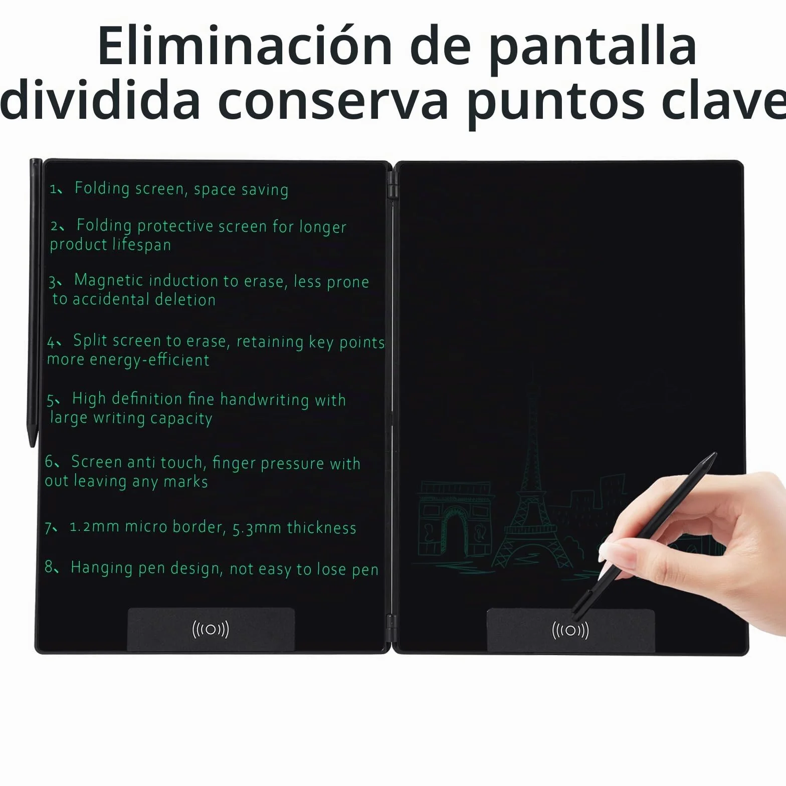 EMEBAY Tableta de escritura LCD 14,3 pulgadas plegable bloc de notas digital