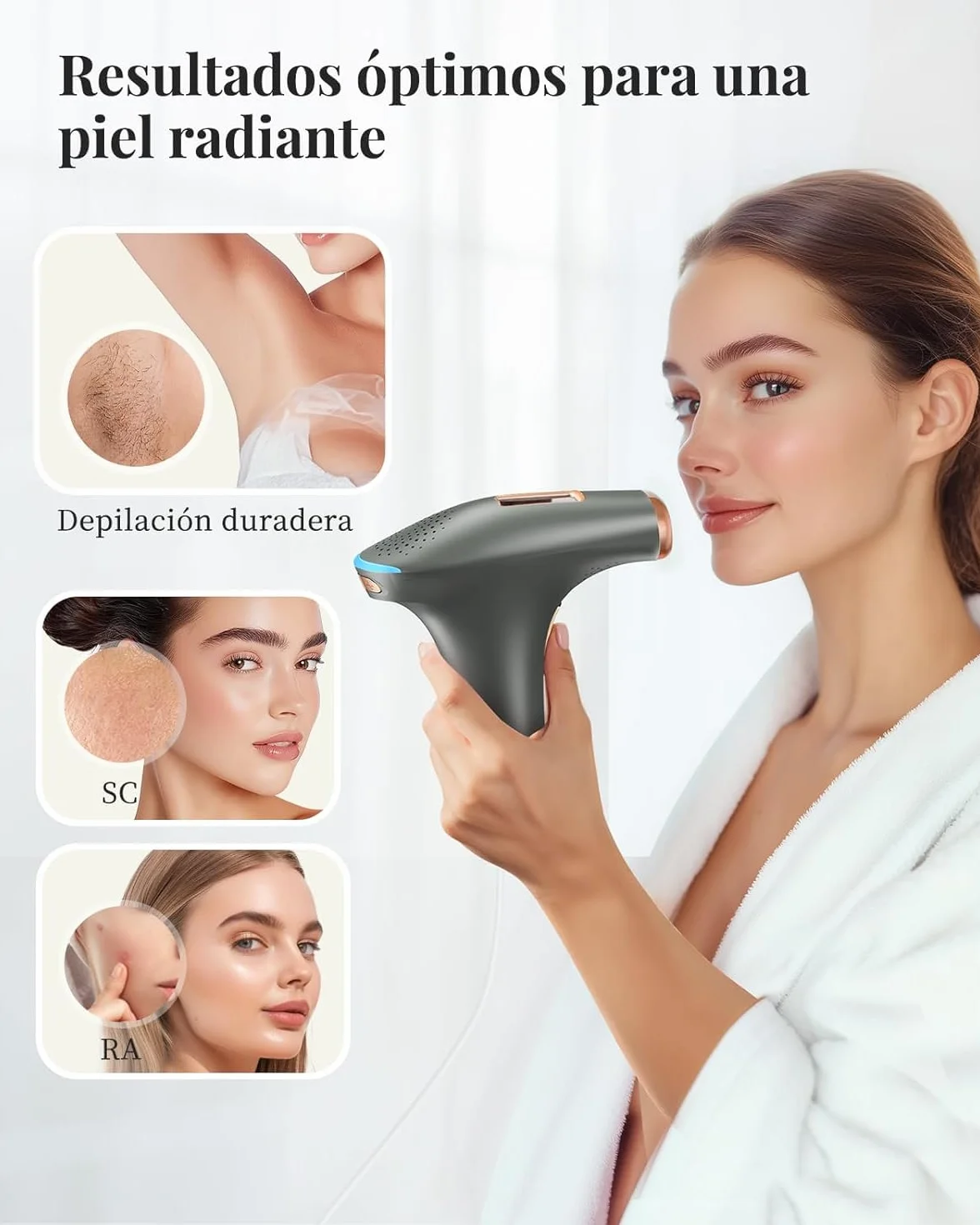 Depiladora Láser IPL Sin Dolor, Luz Pulsada 3 Funciones, 9 Niveles de Energía para Mujeres y Hombres