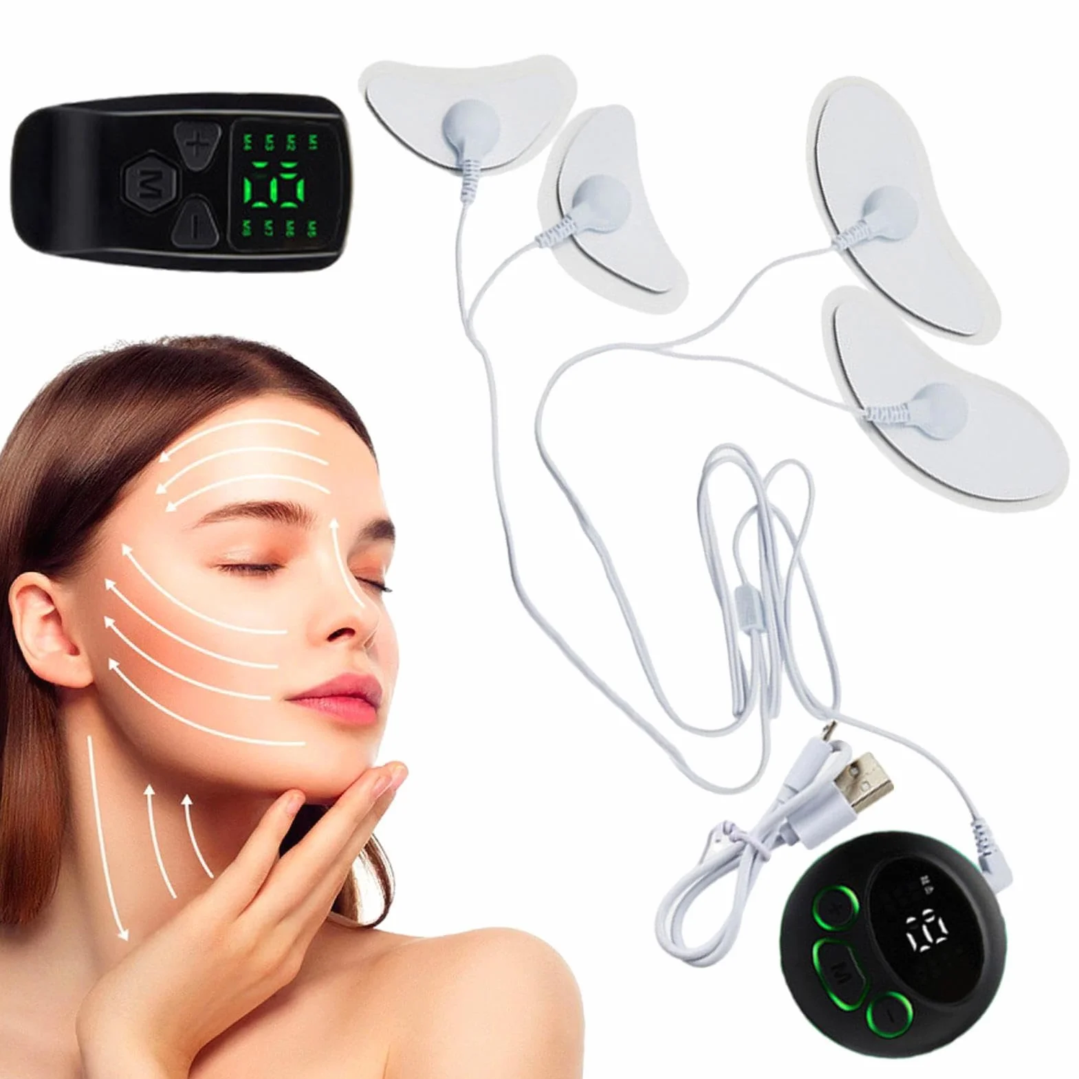 Fenytay Masajeador Facial EMS, Estimulador Muscular Facial bajo Ruido para Adelgazar la Cara