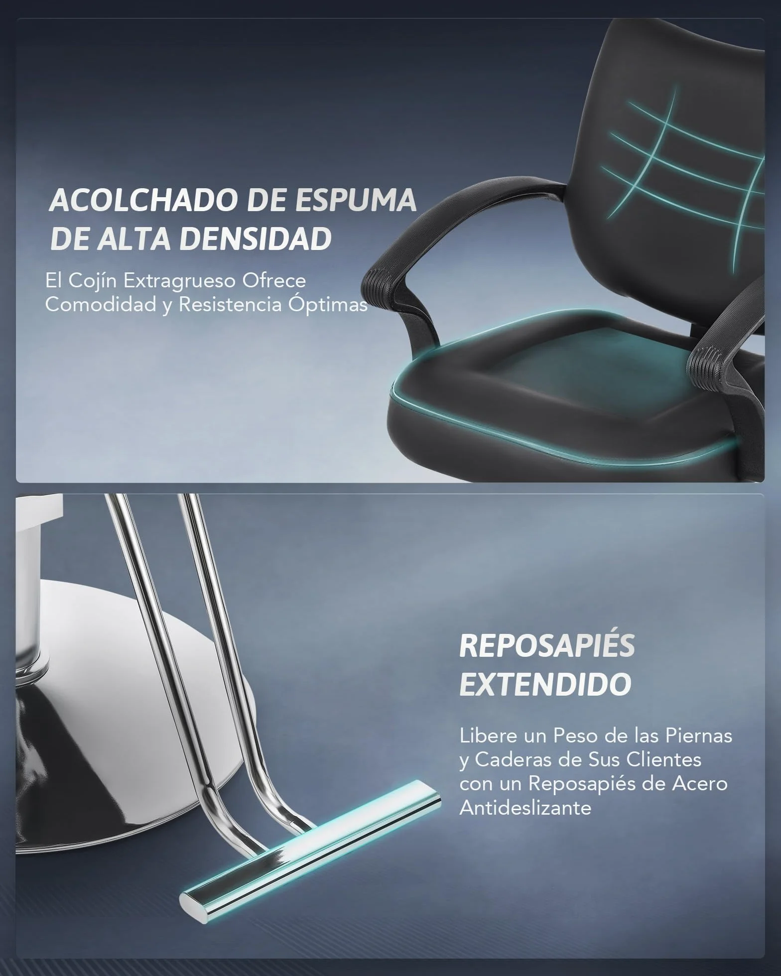 CO-Z Sillón Peluquería Profesional con Bomba Hidráulica, Giro 360°, Altura Ajustable 15 cm, 250 kg
