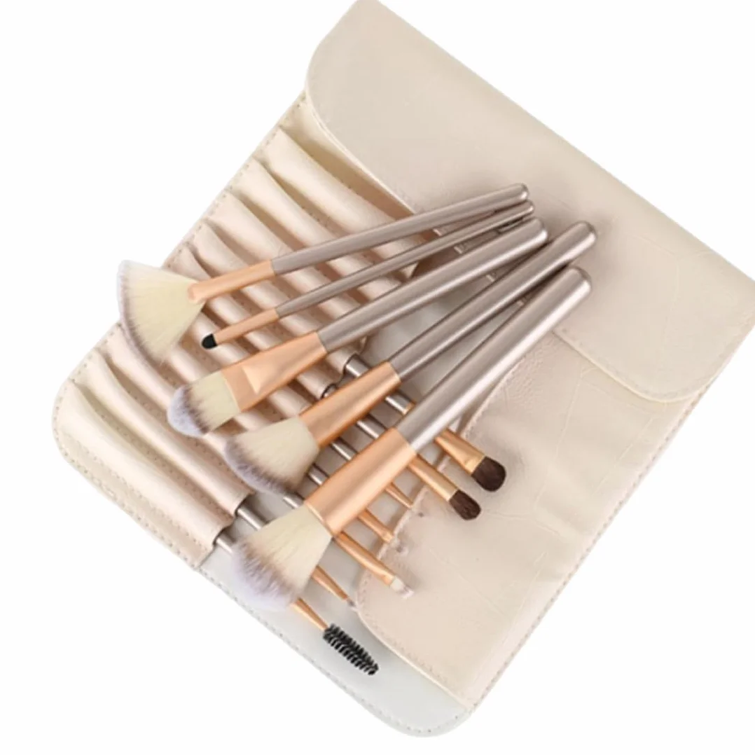 Brochas de Maquillaje Profesionales 12 Piezas, Suaves y Duraderas para Aplicar y Difuminar