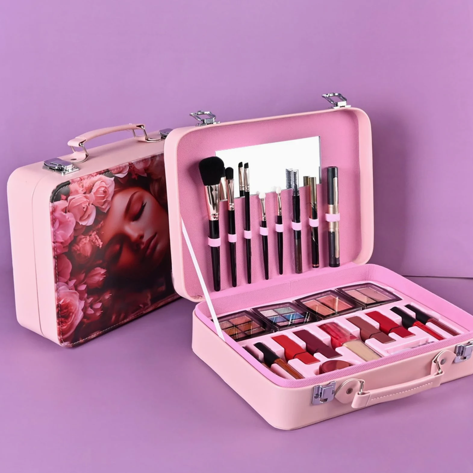 Colección De Maquillaje Para Mujeres Paleta Cosmética Portátil | Kit De Maquillaje Portátil Impermeable para Damas Madres Abuelas Novias Cumpleaños y Citas