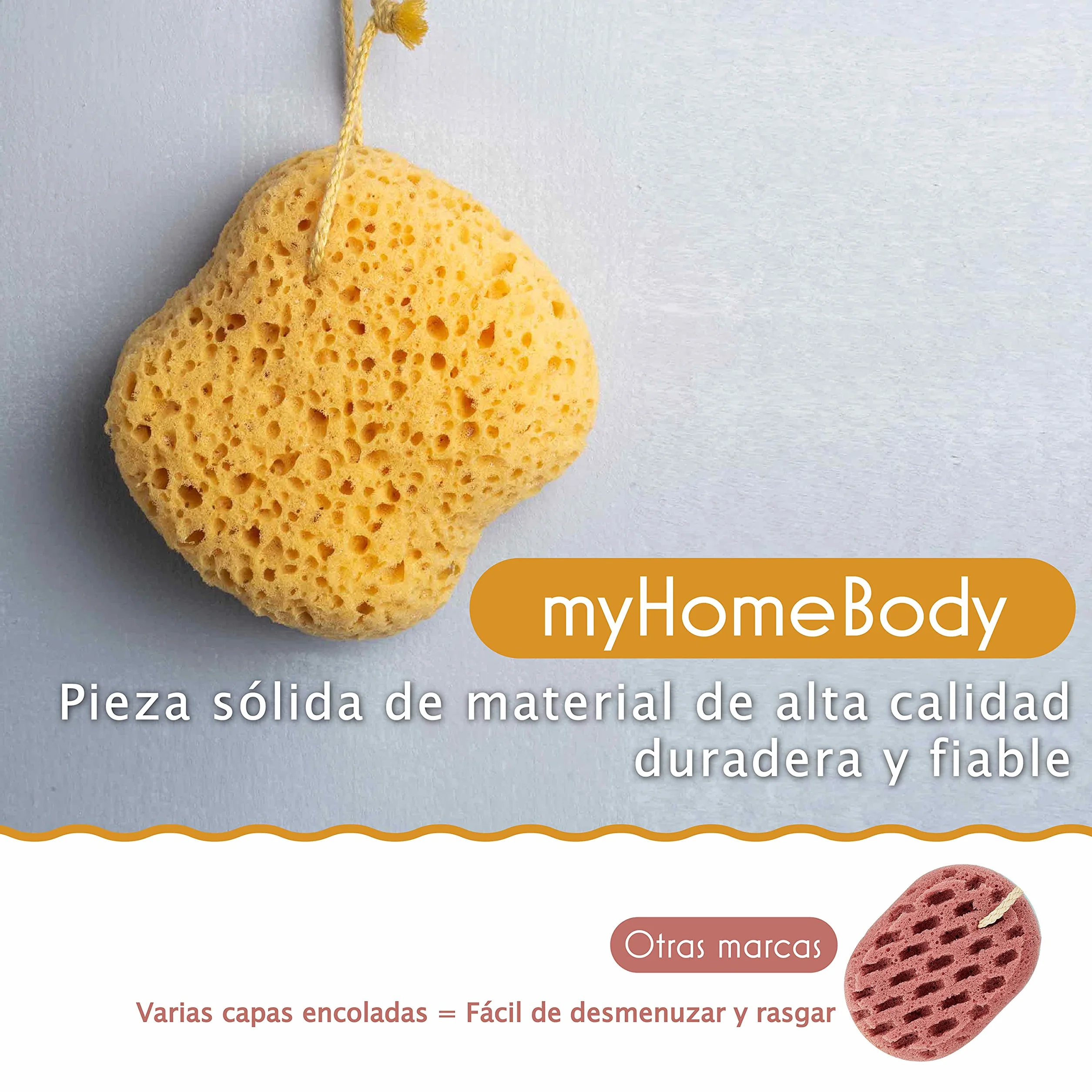 myHomeBody Esponja de baño lufa espuma grande curva paquete de 3