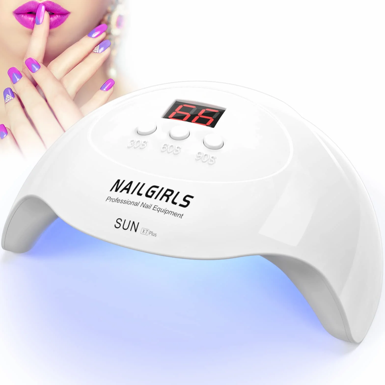 NAILGIRLS Lámpara UV LED 36W con 3 Temporizadores 18 Cuentas de Luz para Uñas Secador Profesional Pantalla LCD
