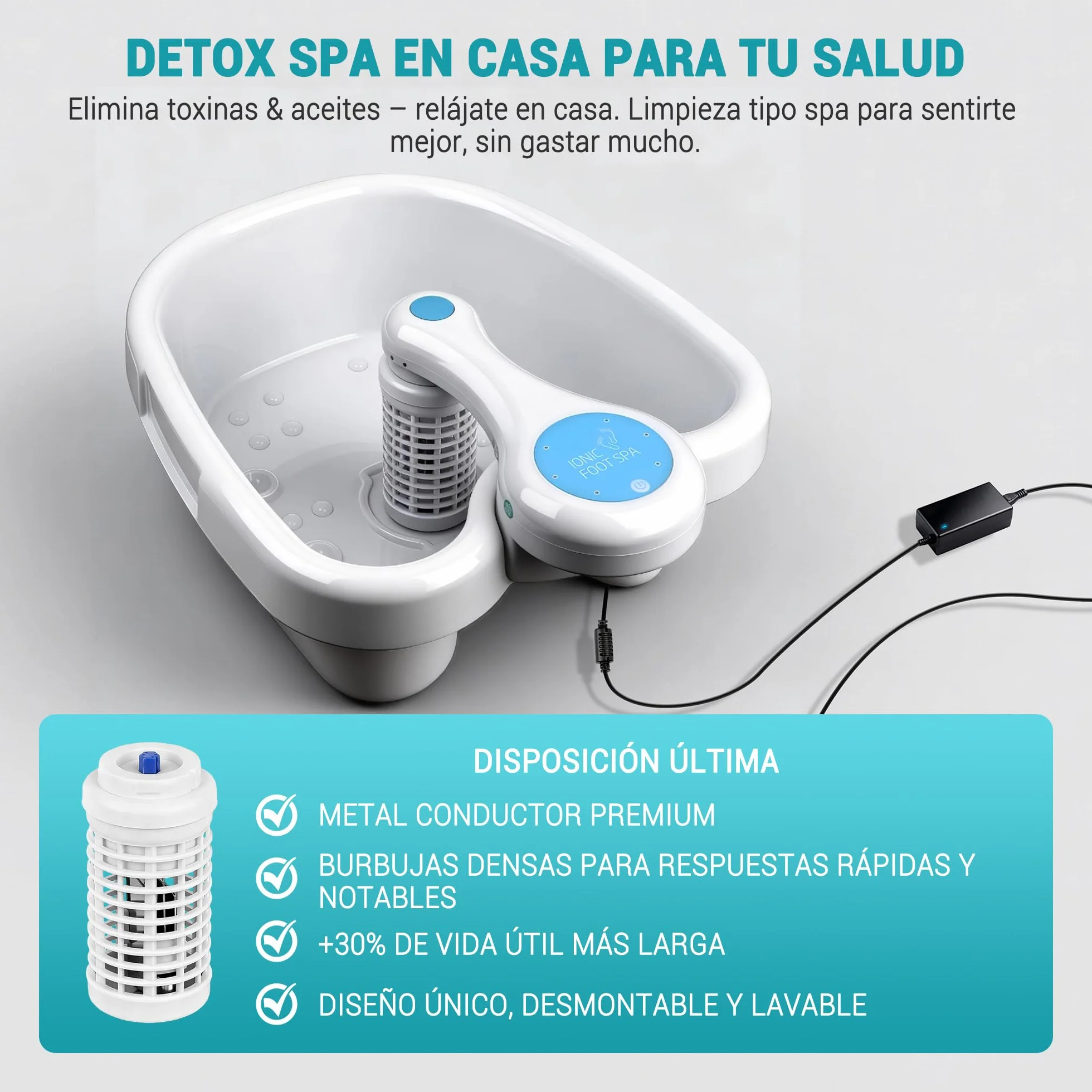 Baño de Pies Iónico Detox, SPA de Un Toque para Casa, Tecnología de Electrolysis y Bienestar