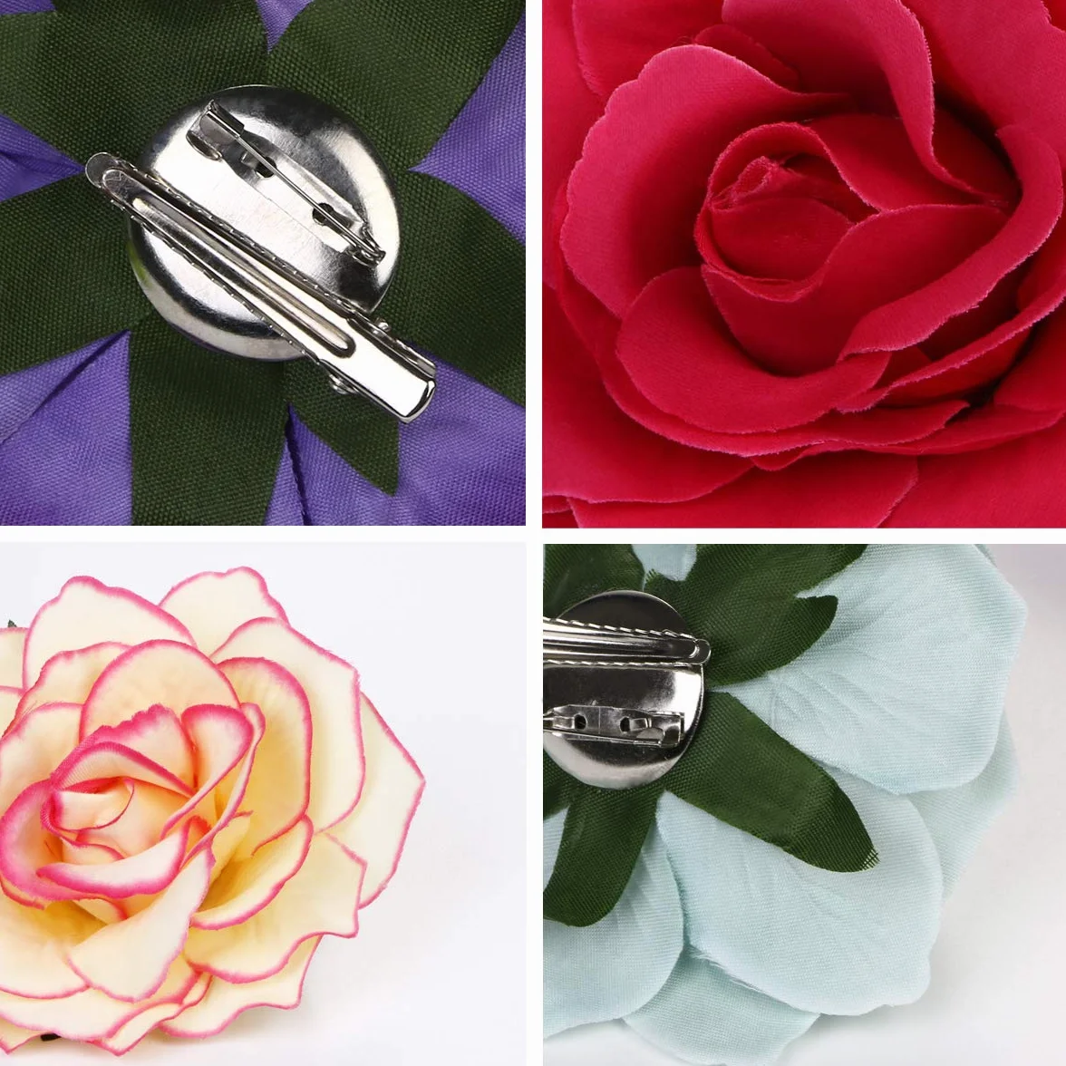 Clips de Pelo de Flor con Diseño de Rosas, Pinzas Hawaianas para Boda, 10 Colores 10 PCS