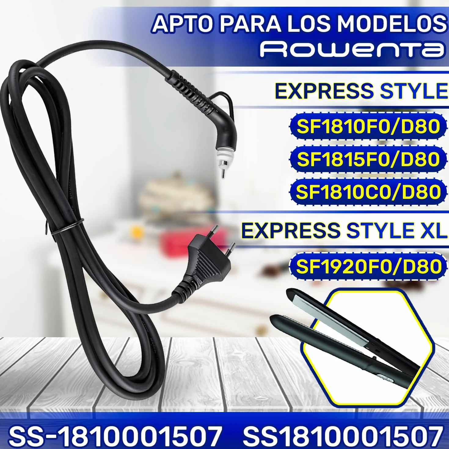 Cable Plancha Pelo Rowenta Express Style SF1810C0 SF1810F0 SF1815F0 SF1920F0