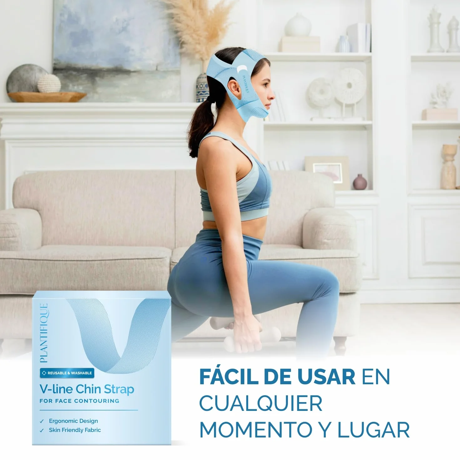 PLANTIFIQUE Mentonera Papada Reutilizable Mascarilla Facial V-Line Lifting Chin Strap