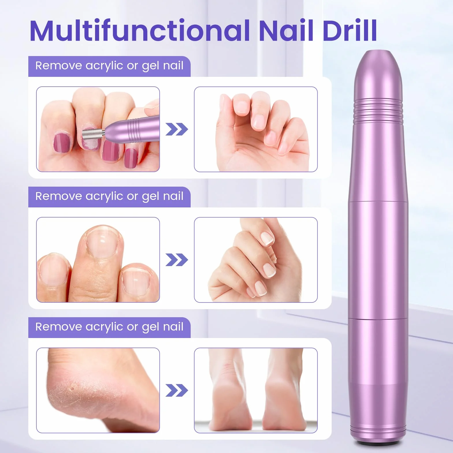 Torno para Uñas Profesional 7 en 1, 20000 RPM Lima Eléctrica Segura, Kit de Manicura y Pedicura