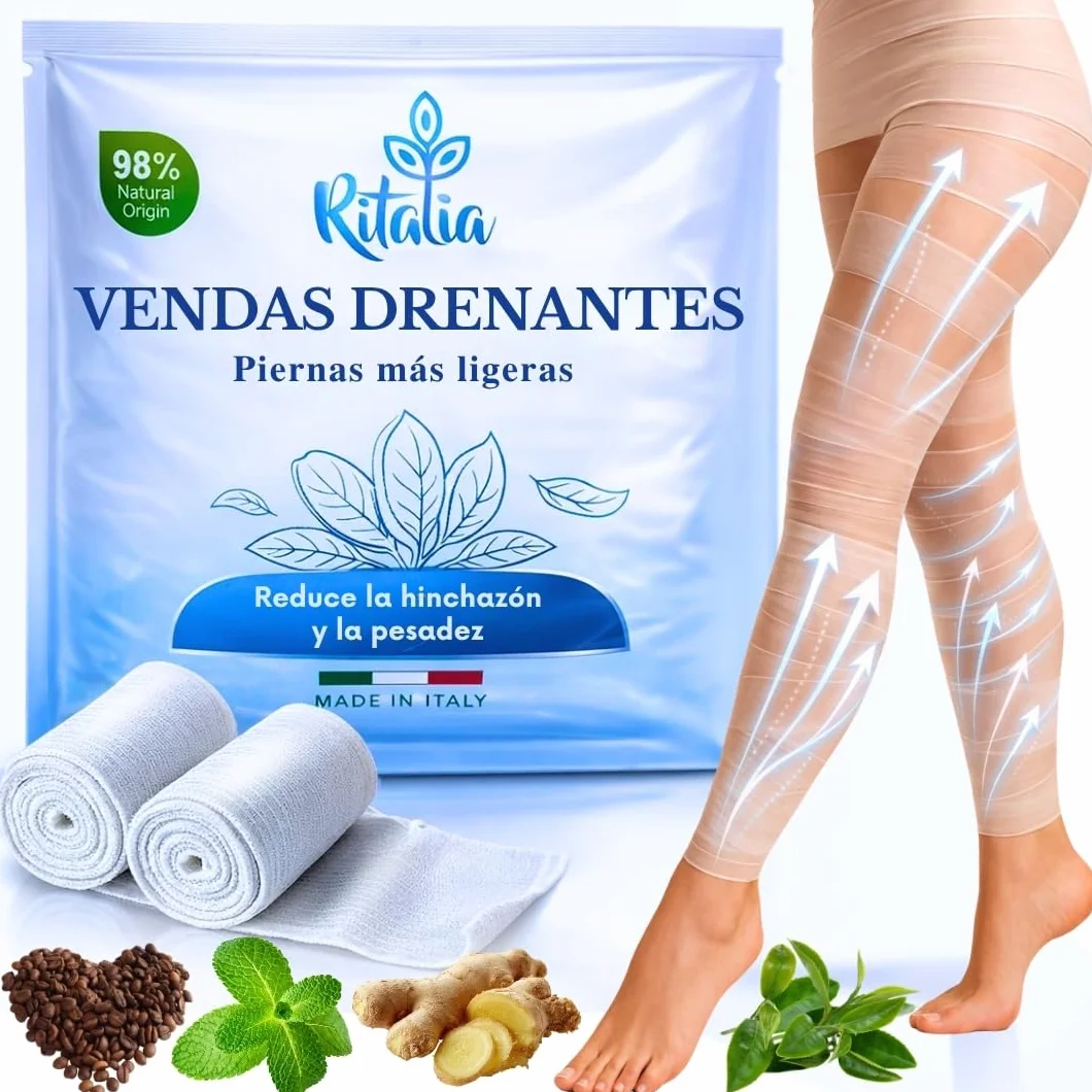 Ritalia® Vendas frías para piernas Efecto refrescante extractos naturales anticelulítico