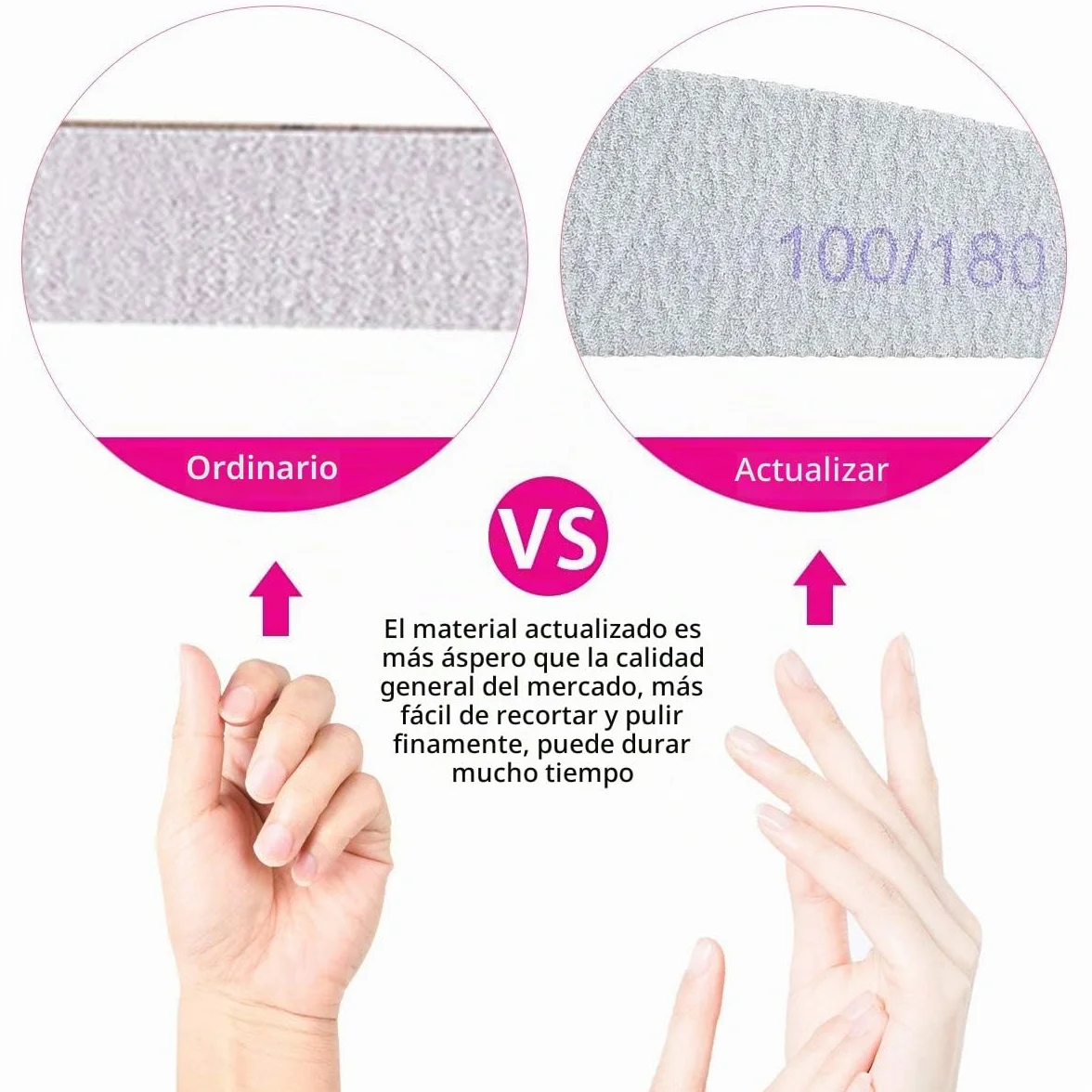 Lima de uñas profesional 100/180 grano lavable 16 unidades doble cara para salón
