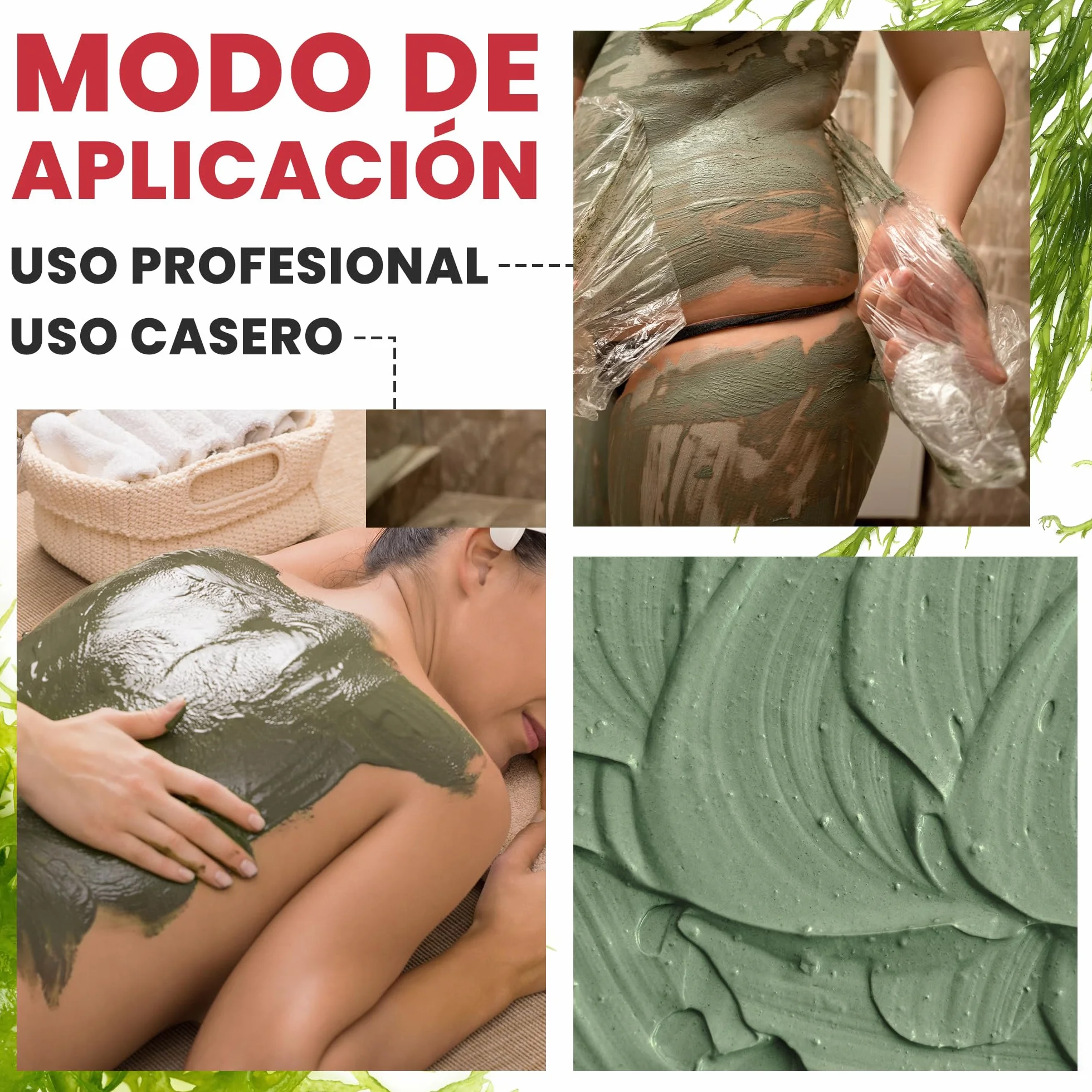 Barro de Algas Anticelulitico: Combate Celulitis y Flacidez Corporal. Efecto Reafirmante y Resultados Visibles. Fango Profesional SPA Tratamiento de Choque - Ready To Use - 6000 g 6 kg