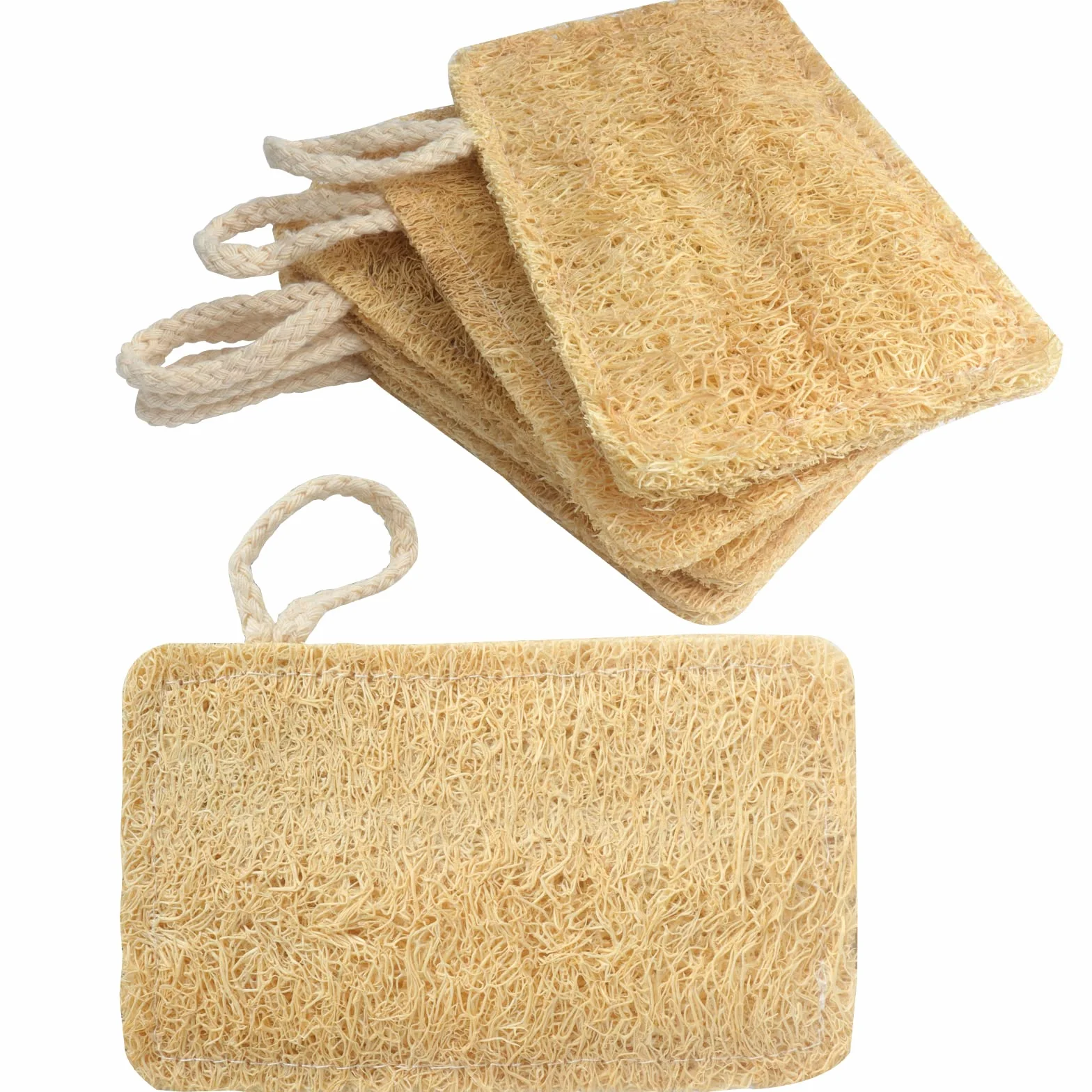 Esponjas Orgánicas para Lavar Platos, Ecológicas, Fibra Vegetal de Lufa Natural - Paquete de 6