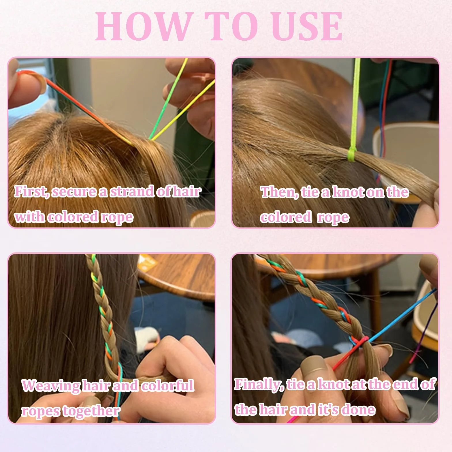KEYRI 70 Piezas Extensiones de Pelo Niña, Trenzas de Colores Hilo Cabello Accesorio